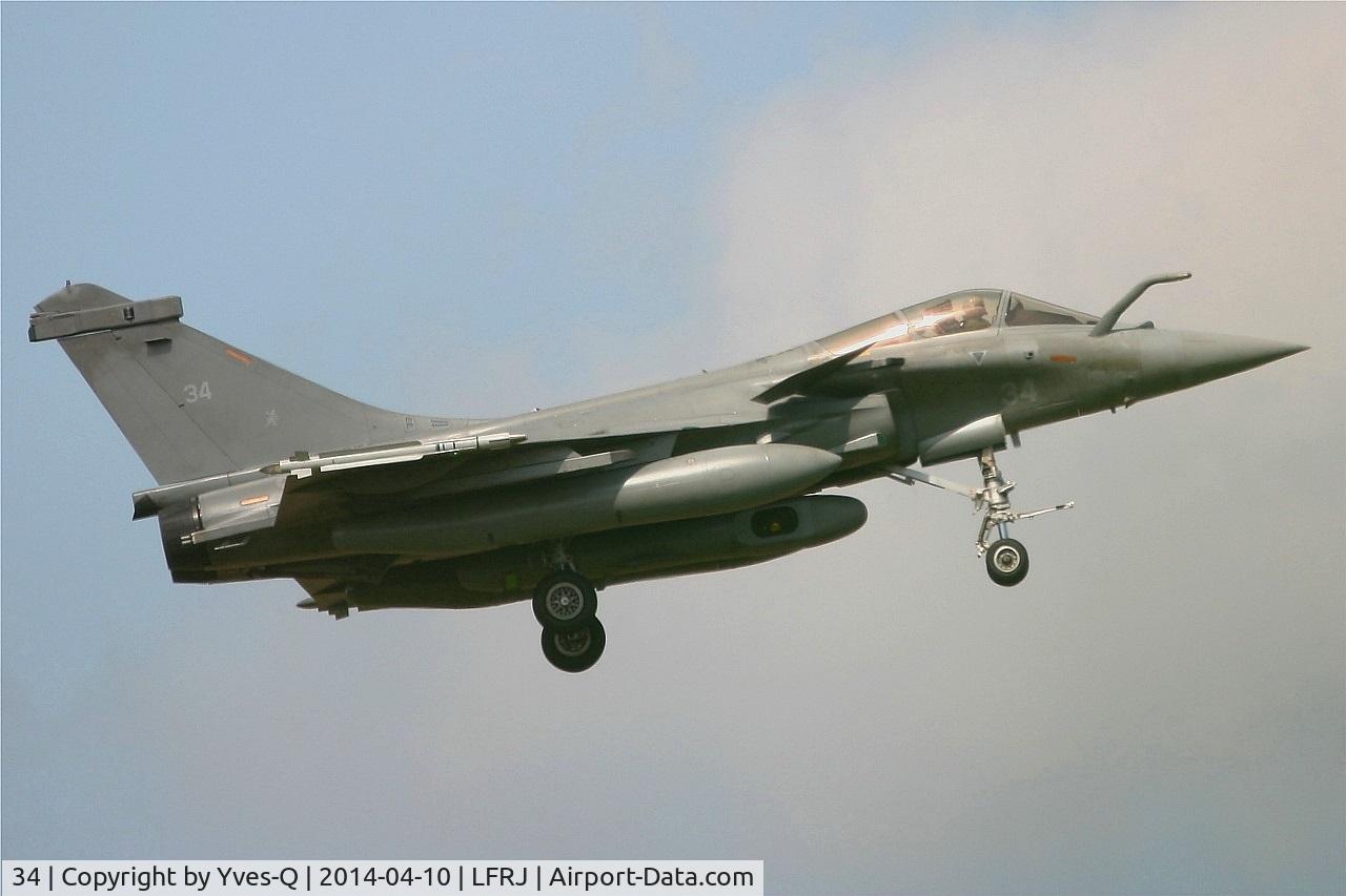 34, Dassault Rafale M C/N 34, French Naval Aviation Dassault Rafale M, Short Approach Rwy 08, Landivisiau Naval Air Base (LFRJ)