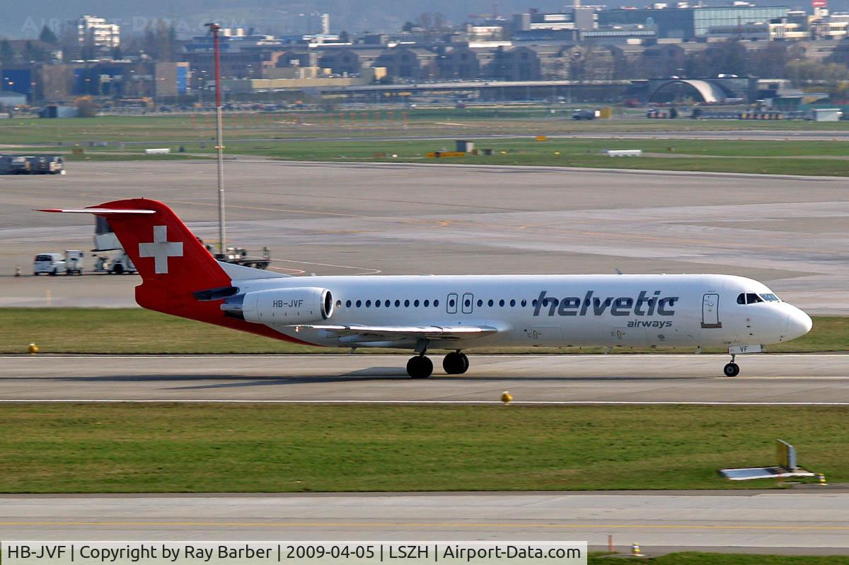 HB-JVF, 1993 Fokker 100 (F-28-0100) C/N 11466, Fokker F-100 [11466] (Helvetic Airways) Zurich~HB 05/04/2009
