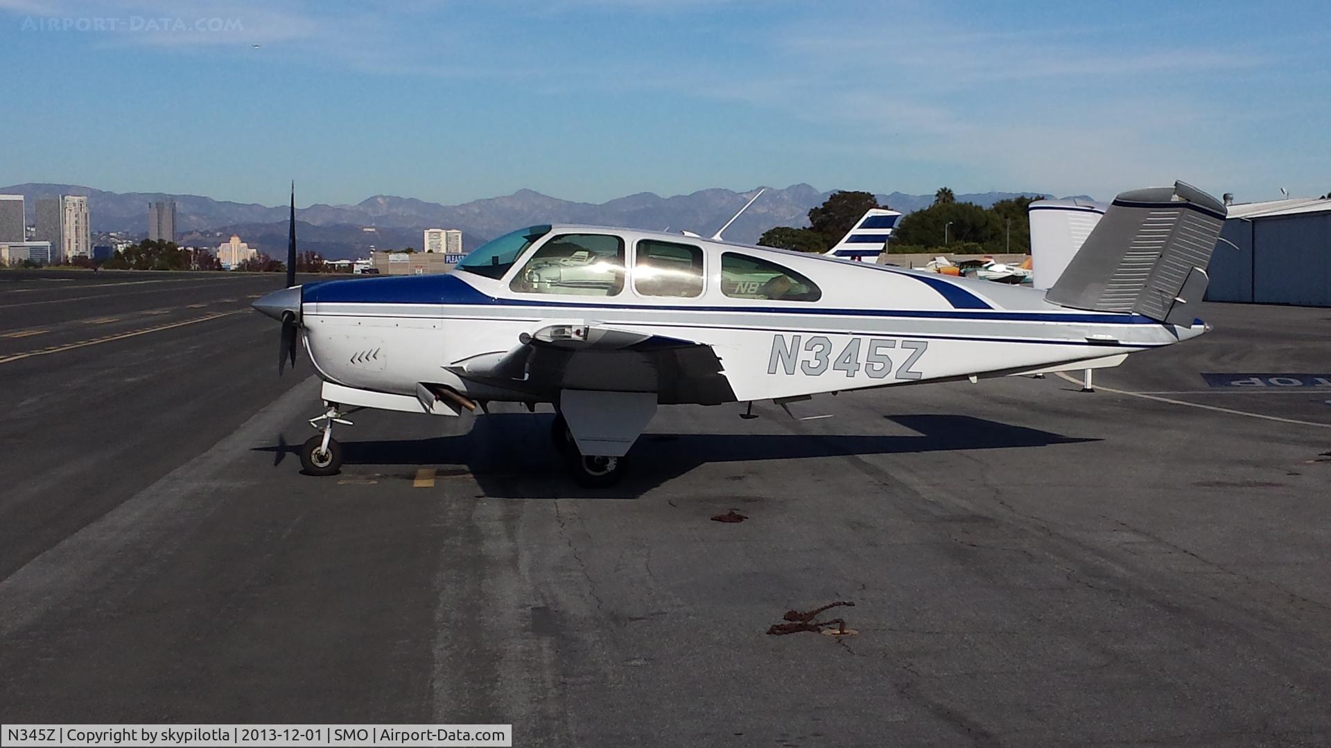 N345Z, 1961 Beech N35 Bonanza C/N D-6713, Clear day at SMO w/Hollywood Sign visible in the background