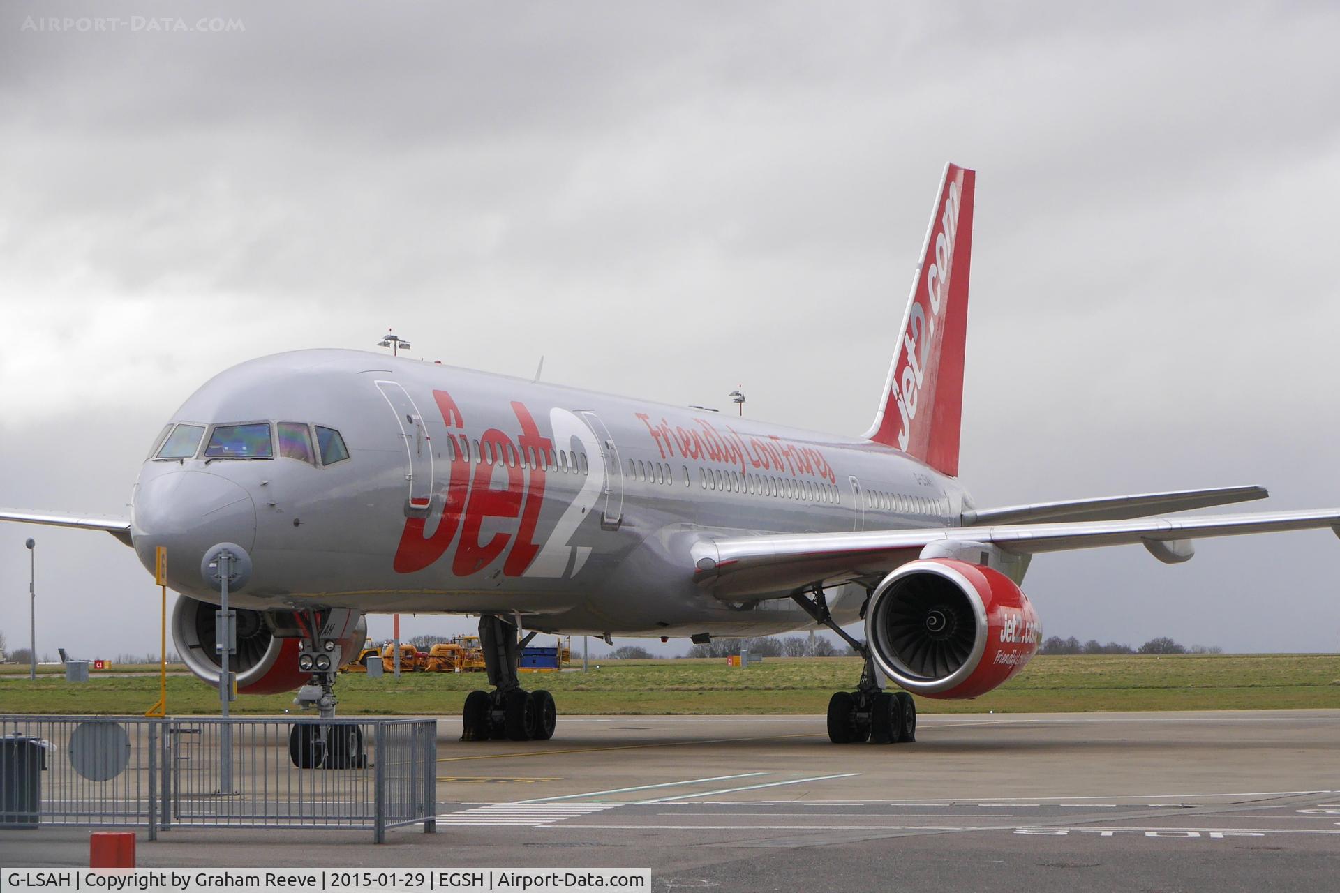 G-LSAH, 1987 Boeing 757-21B C/N 24015, Parked at Norwich.