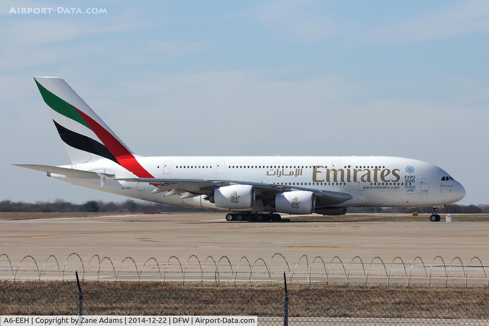A6-EEH, 2013 Airbus A380-861 C/N 119, At DFW Airport