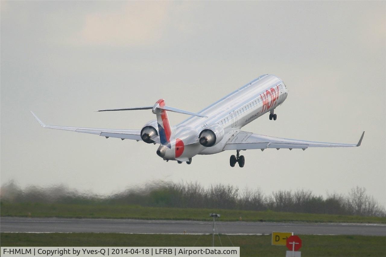 F-HMLM, 2012 Bombardier CRJ-1000EL NG (CL-600-2E25) C/N 19023, Canadair Regional Jet CRJ-1000, Take off rwy 07R, Brest-Bretagne Airport (LFRB-BES)