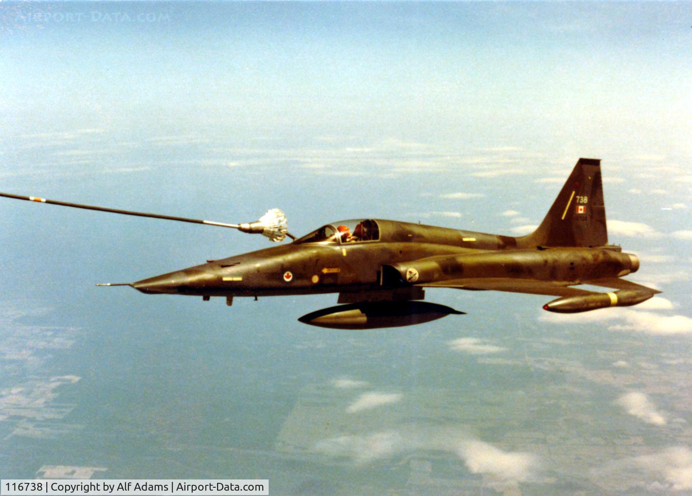 116738, Canadair CF-5A C/N 1038, Taken from B707 inflight refueller over Saskatchewan, Canada in 1981.