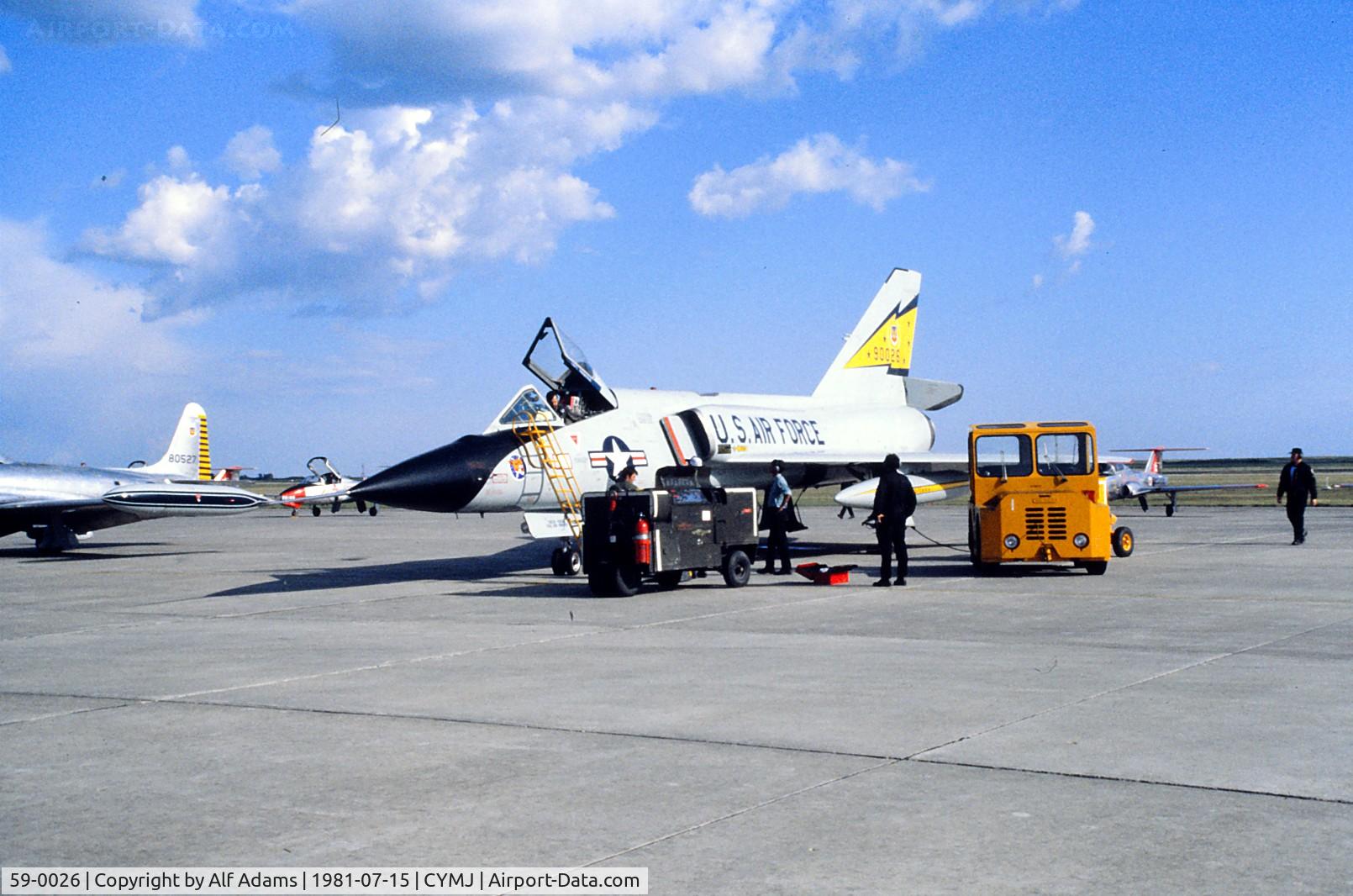 59-0026, 1959 Convair F-106A Delta Dart C/N 8-24-155, At Canadian Forces Base Moose Jaw, Saskatchewan, Canada in 1981.