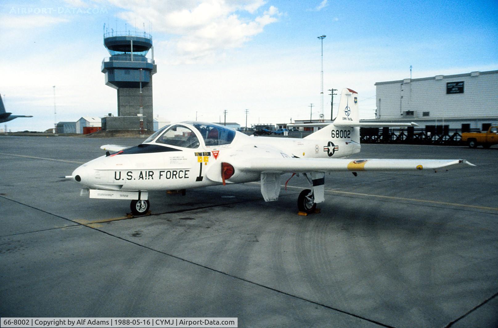 66-8002, 1966 Cessna T-37B Tweety Bird C/N 40978, Stopover at Moose Jaw, Saskatchewan, Canada in 1988.