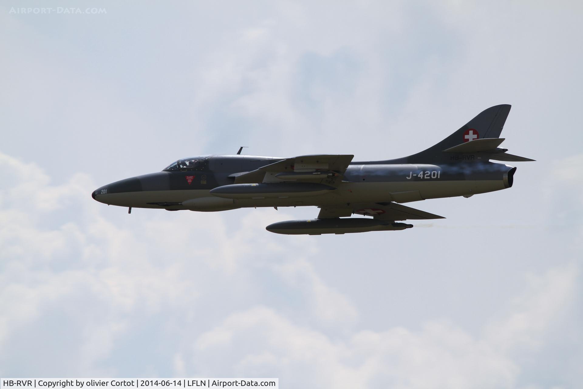 HB-RVR, 1955 Hawker Hunter T.68 C/N 41H-670806, note the smoking pods