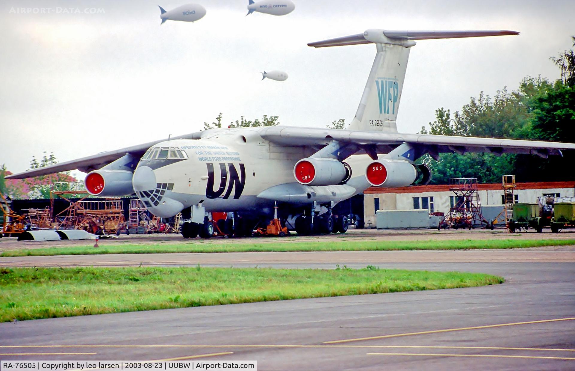 RA-76505, 1977 Ilyushin Il-76T C/N 073411331, Zhukovsky,Moscow 23.8.03
with UN/WFP inscription