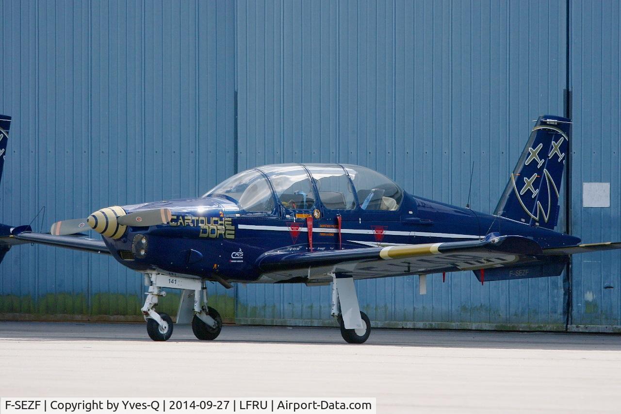 F-SEZF, Socata TB-30 Epsilon C/N 141, Socata TB30 Epsilon, French Air Force Aerobatics Team Cartouche Doré, Morlaix-Ploujean airport (LFRU-MXN) air show in september 2014