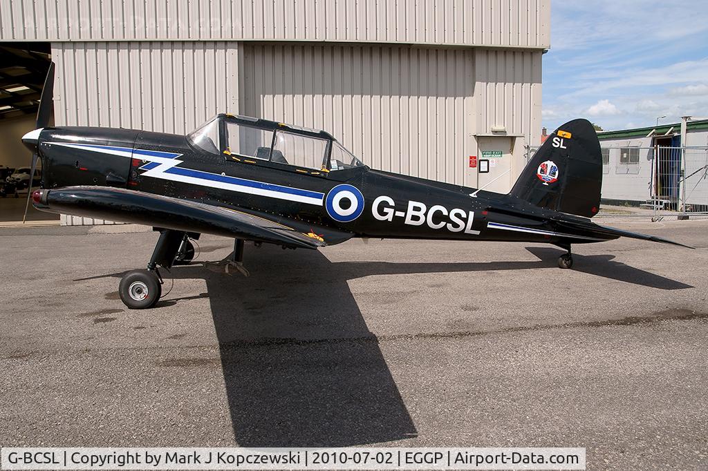 G-BCSL, 1951 De Havilland DHC-1 Chipmunk 22 C/N C1/0524, Owned by Chipmunk Flyers Ltd and parked on the apron outside Liverpool Flying Club.