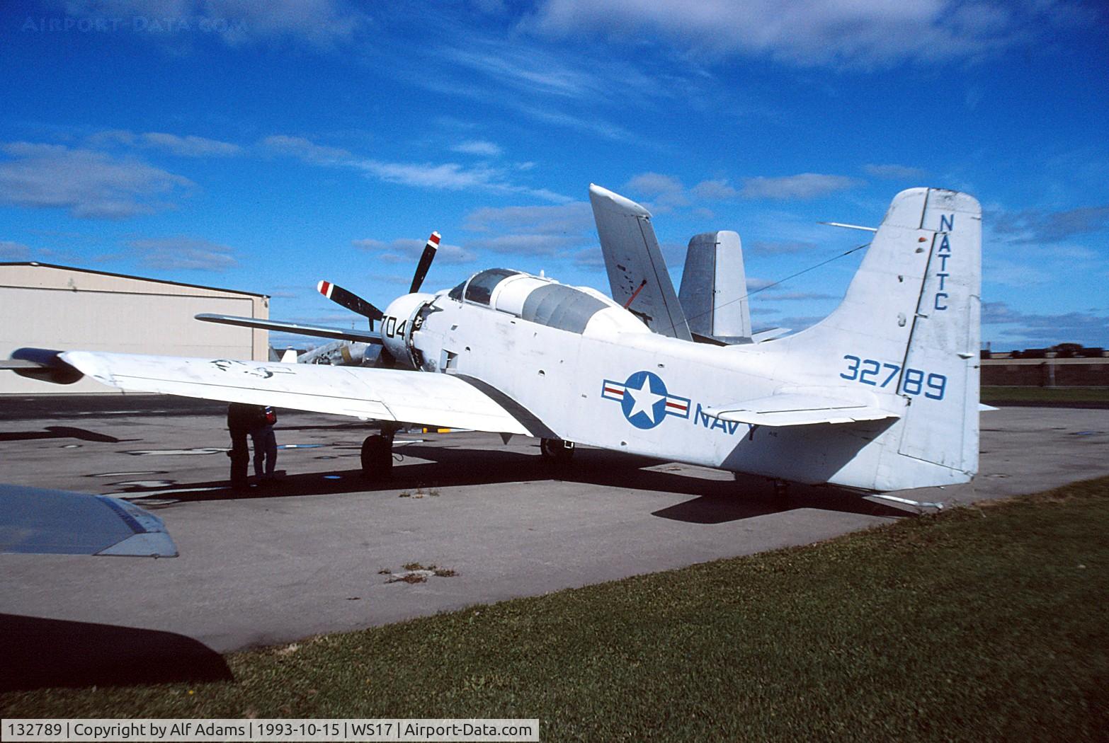 132789, Douglas EA-1E Skyraider C/N 9385, At the EAA Museum, Oshkosh, WI in 1993.