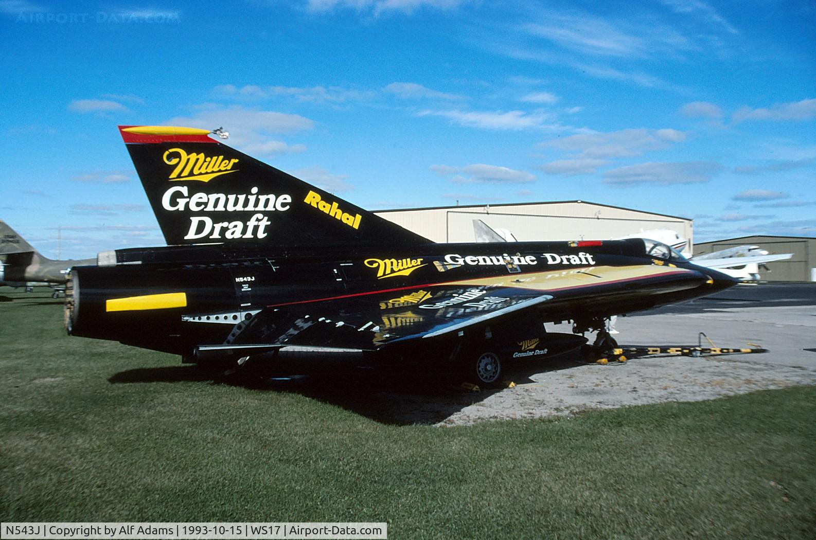 N543J, 1969 Saab J35F-2 Draken C/N 35-543, Displayed with Miller Genuine Draft logo at the EAA Museum, Oshkosh, WI in 1993.