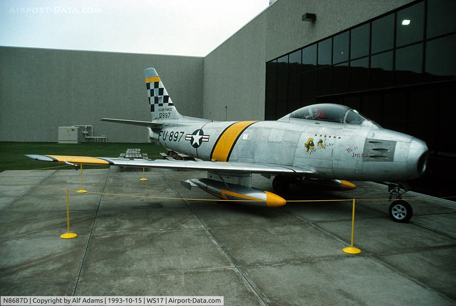 N8687D, 1954 Canadair CL-13 Sabre 5 C/N 1104, Displayed at the EAA Museum, Oshkosh, WI in 1993.