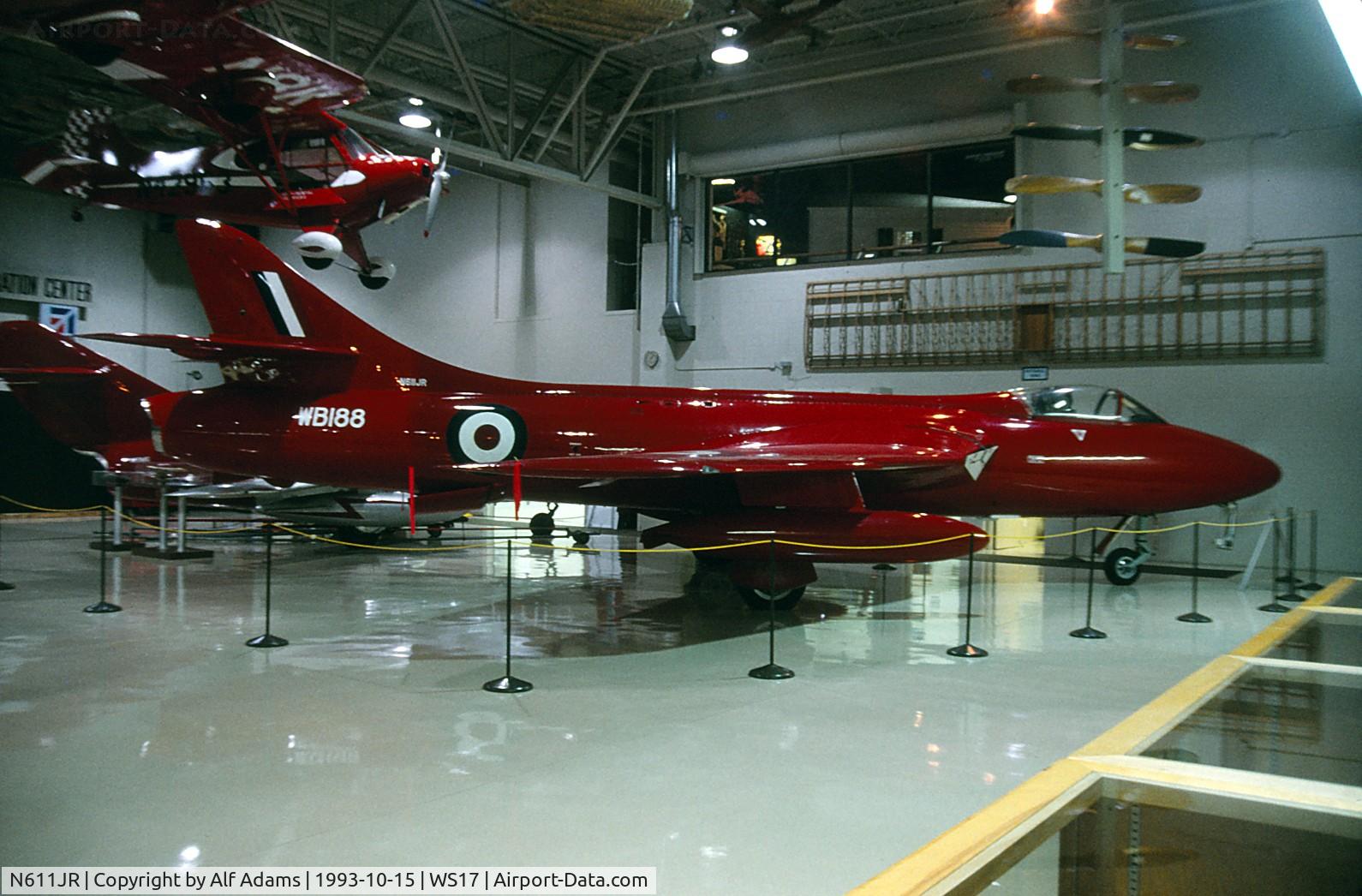 N611JR, 1956 Hawker Hunter F.51 C/N 41H/680277, Displayed inside the EAA Museum, Oshkosh, WI in 1993
