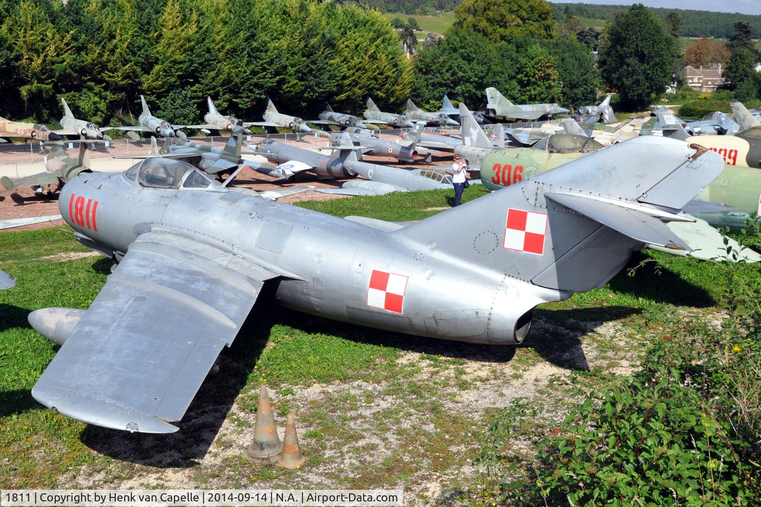 1811, Mikoyan-Gurevich LIM-2 C/N 1B-01811, PZL-Mielec Lim-2 (MiG-15bis) fighter of the Polish Air Force preserved at the Chateau de Savigny aircraft museum.