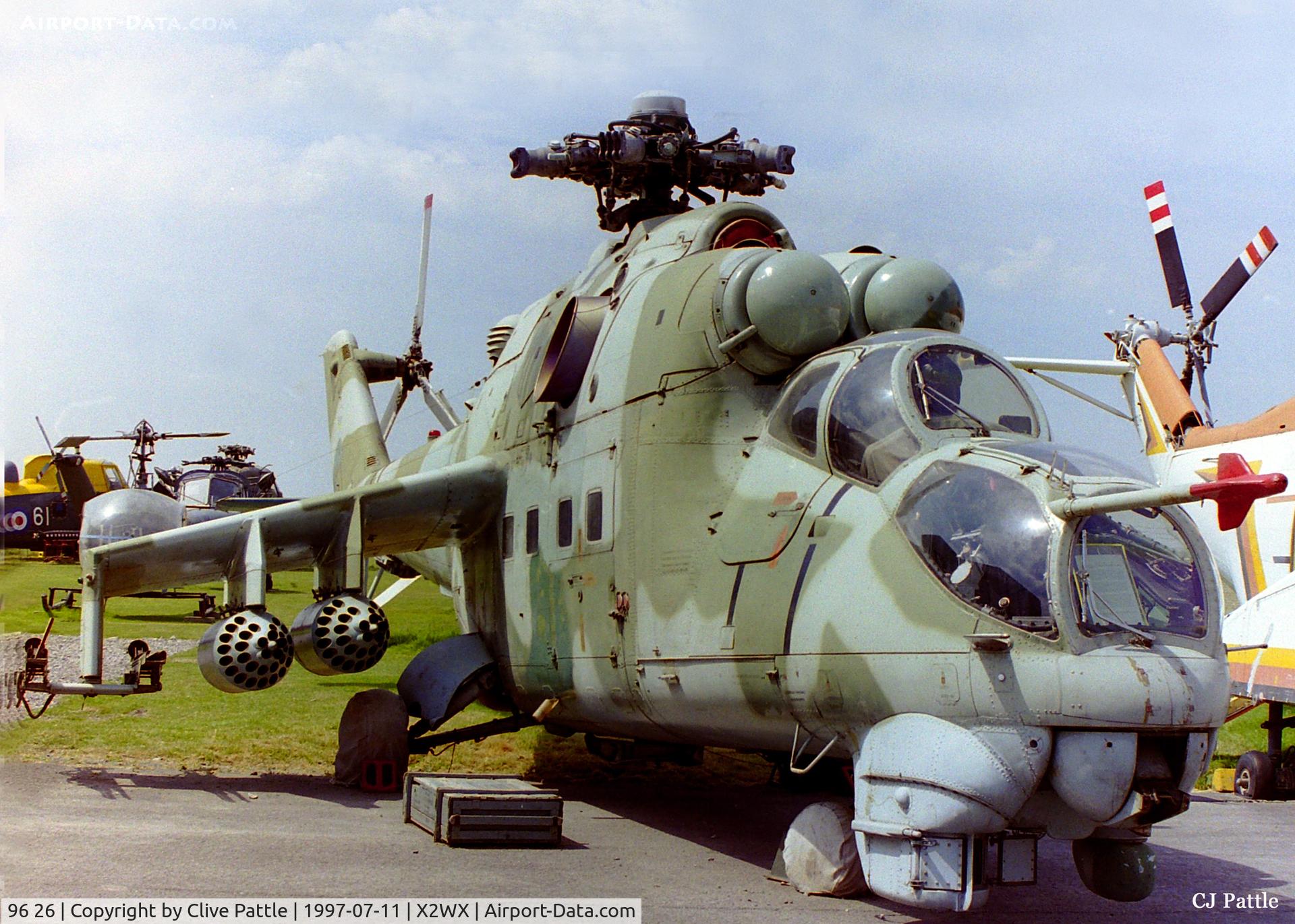 96 26, 1981 Mil Mi-24D Hind C/N 230270110073, Pictured in open storage/external display at the IHM Weston Super Mare