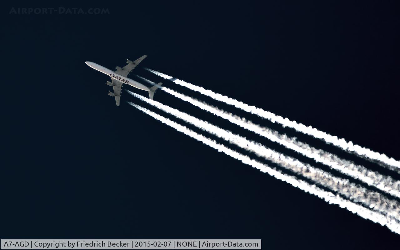 A7-AGD, 2007 Airbus A340-642X C/N 798, cruising at FL370 as QR12
