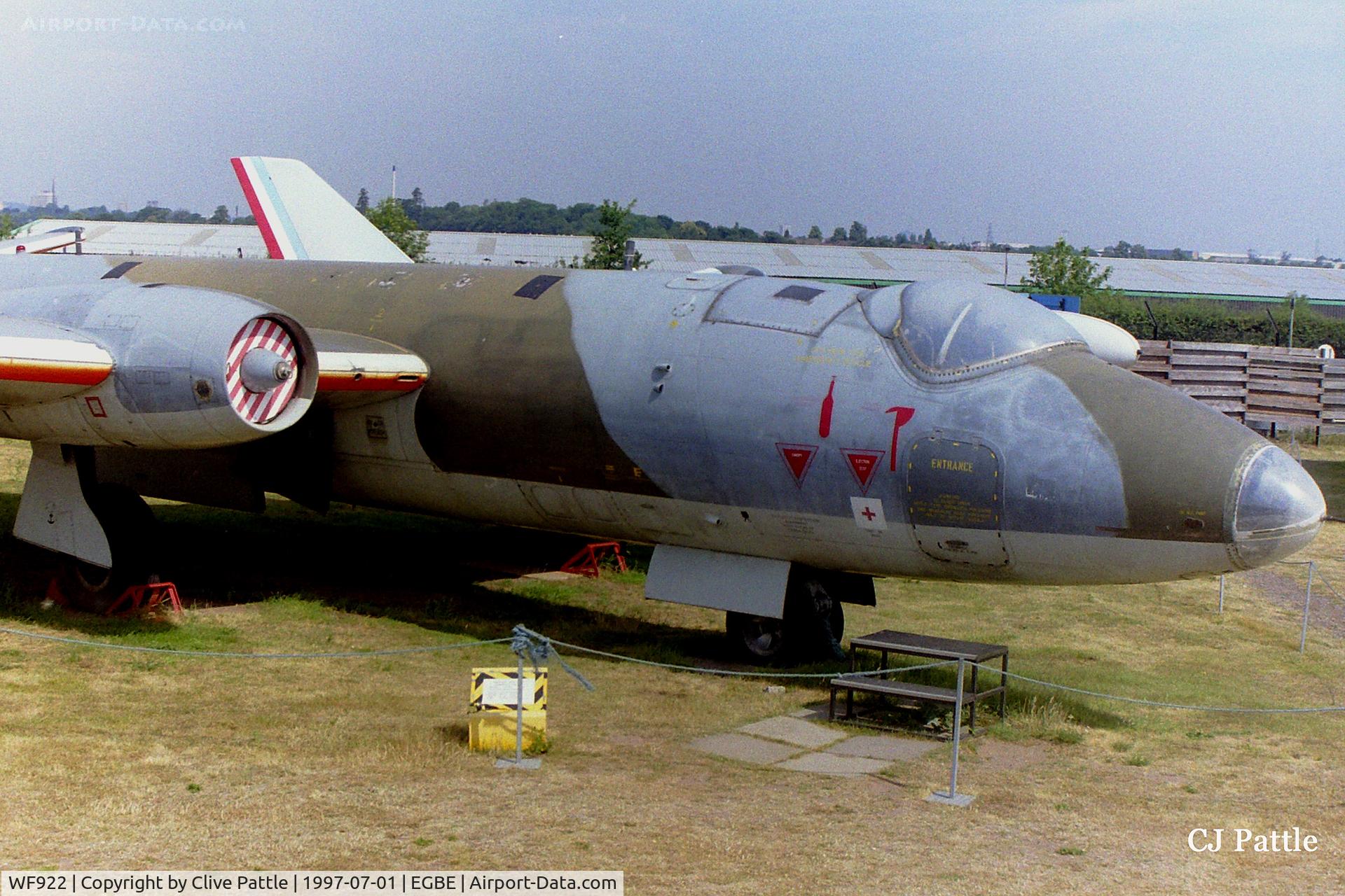 WF922, English Electric PR.3 C/N 71227, Seen in July 1997 at the Midland Air Museum Coventry in its pre-restoration colour scheme