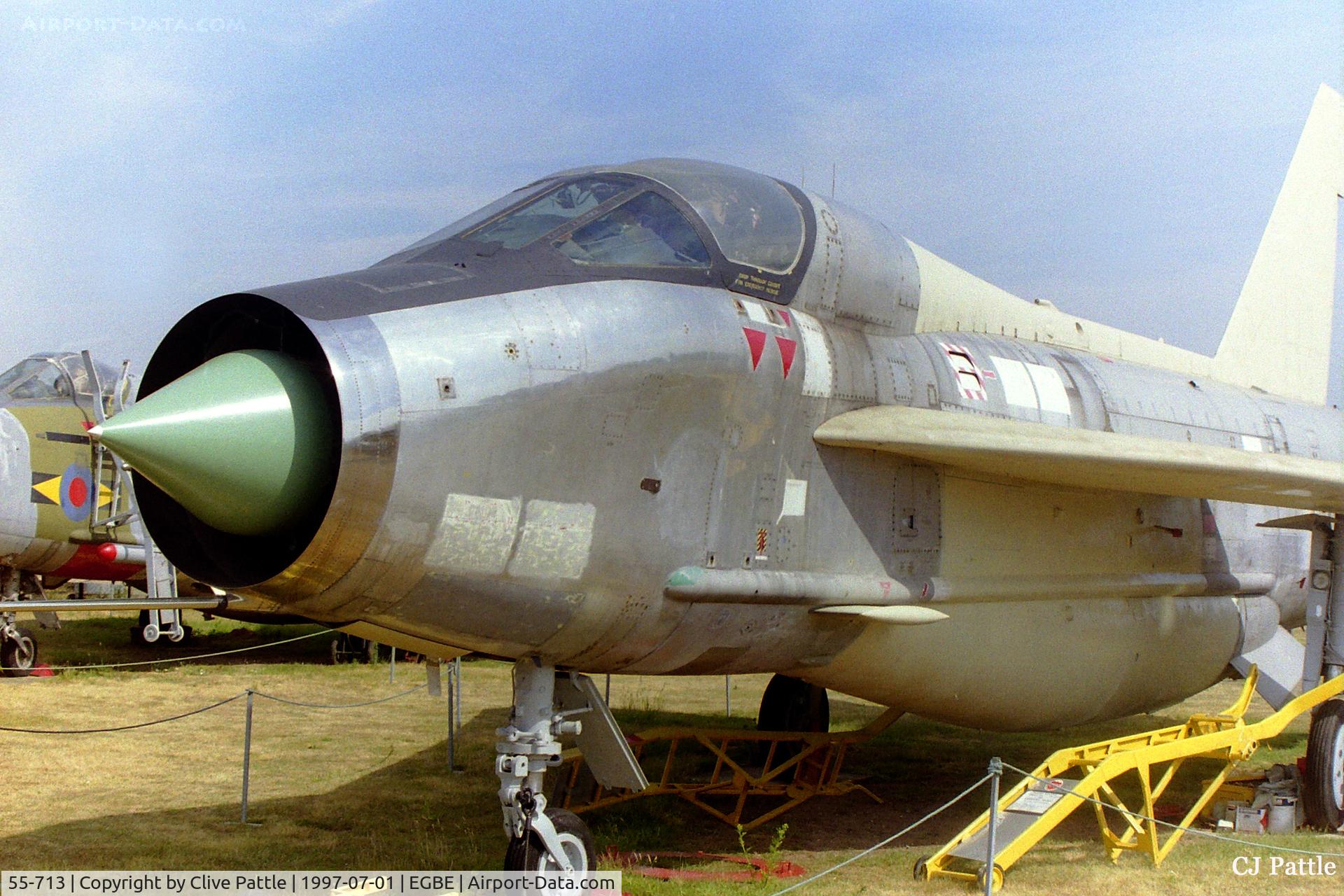 55-713, English Electric Lightning T.55 C/N 95026, On display at the Midland Air Museum in July 1997 mid-restoration