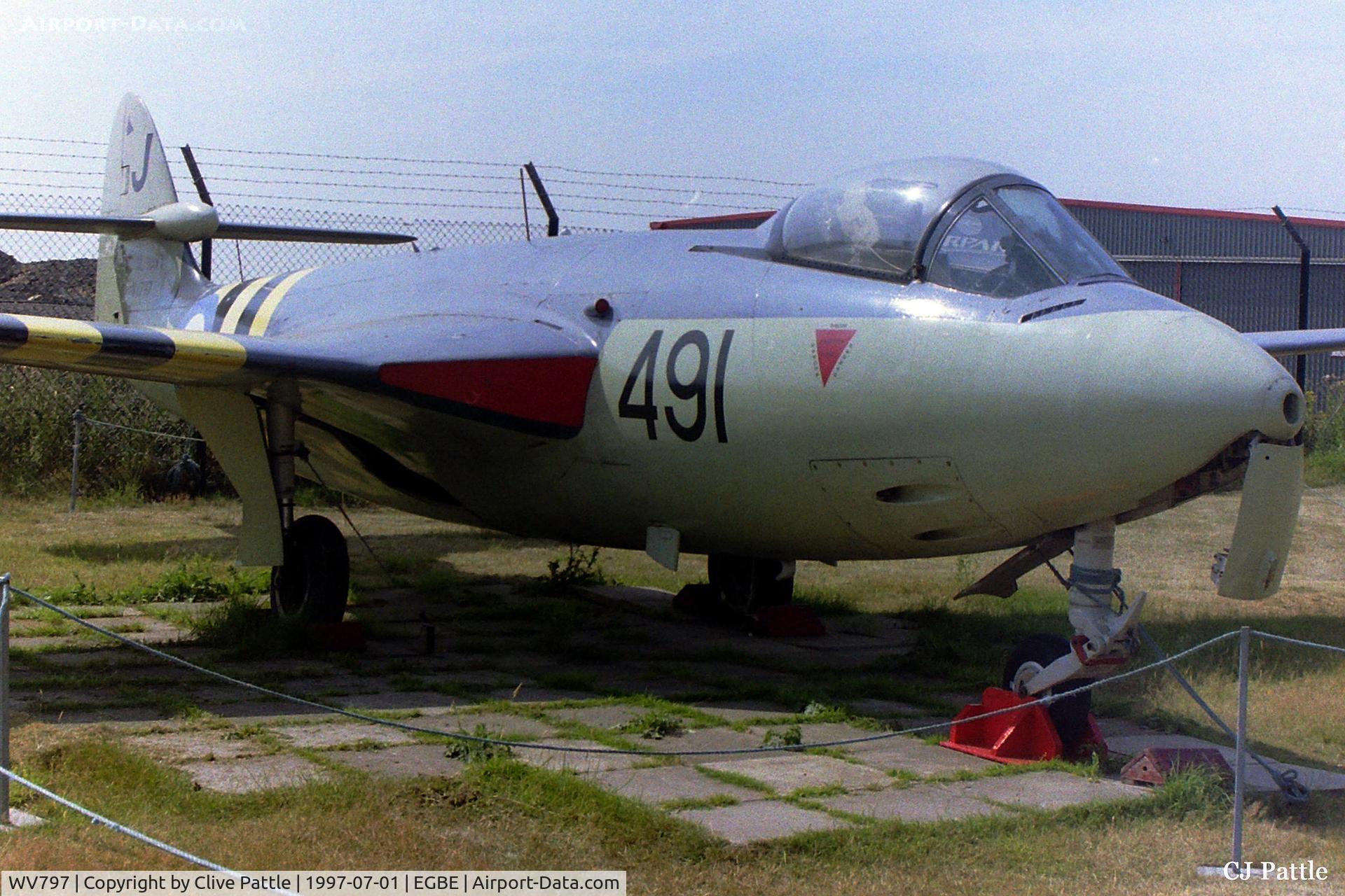 WV797, Hawker Sea Hawk FGA.6 C/N 6058, On display at the Midland Air Museum, Coventry, in July 1997