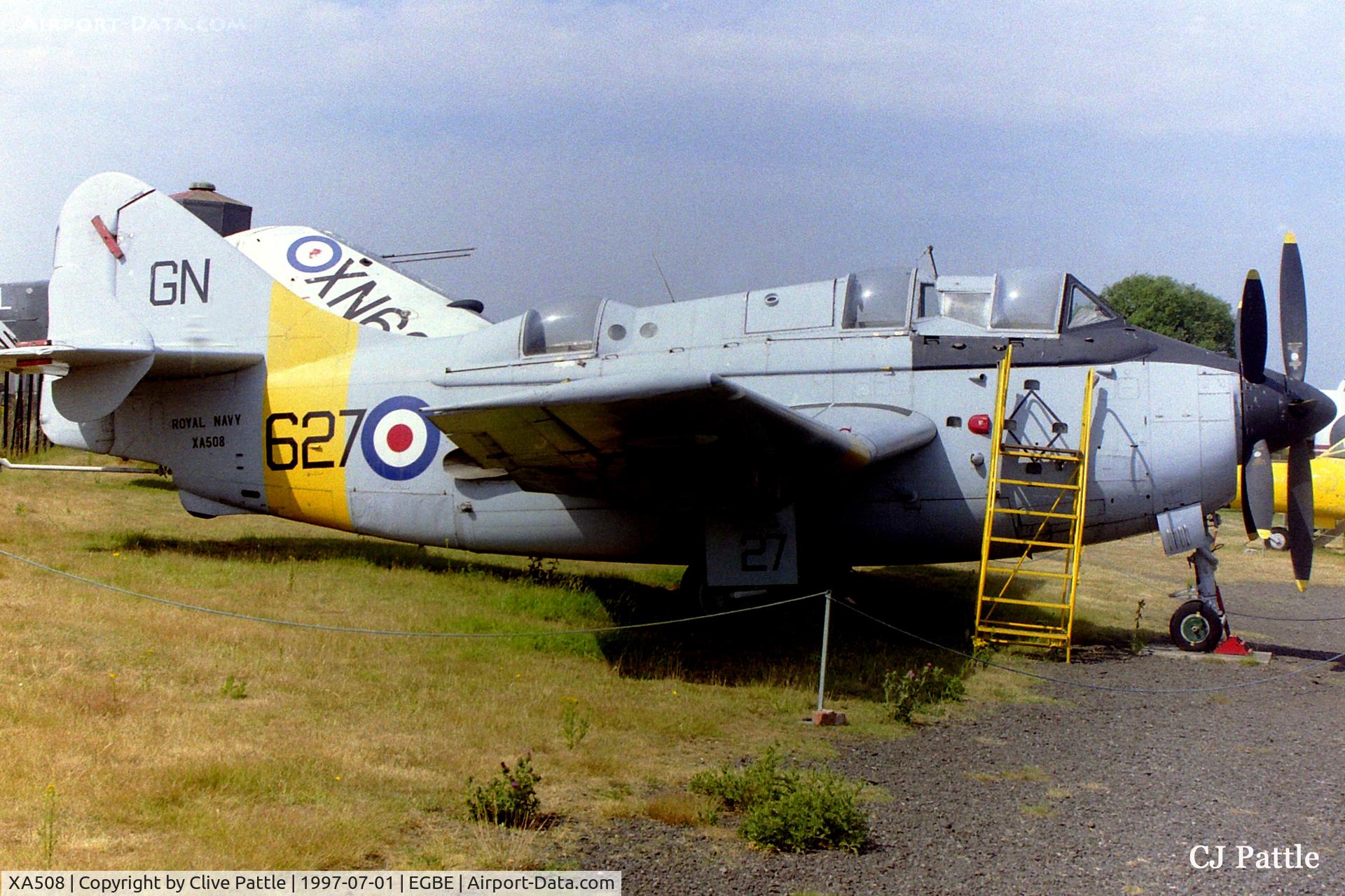 XA508, 1955 Fairey Gannet T.2 C/N F9327, Pictured on display at the Midland Air Museum in July 1997
