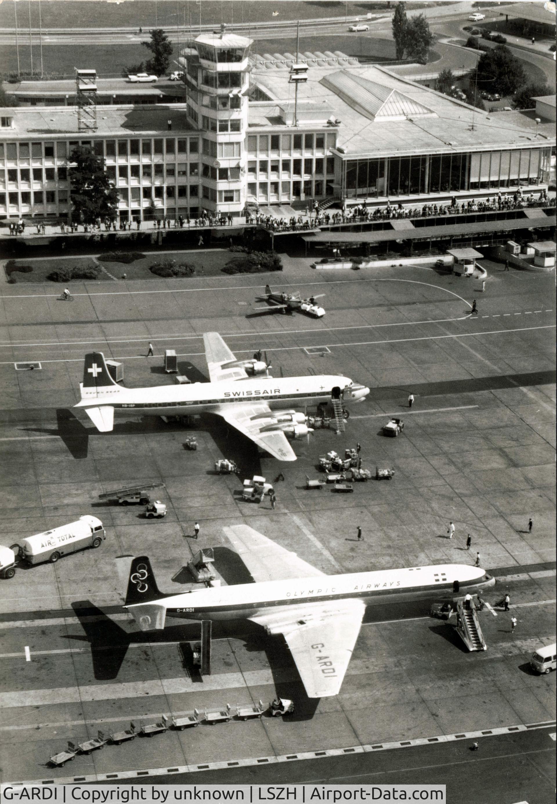 G-ARDI, 1960 De Havilland DH.106 Comet 4B C/N 6447, Airport Zurich Kloten 1961
British aircraft, leased to Olympic Airways