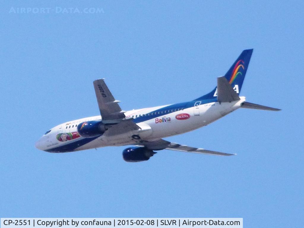 CP-2551, 1990 Boeing 737-382 C/N 24449, Arriving to Viru Viru with new paint, a beer brand