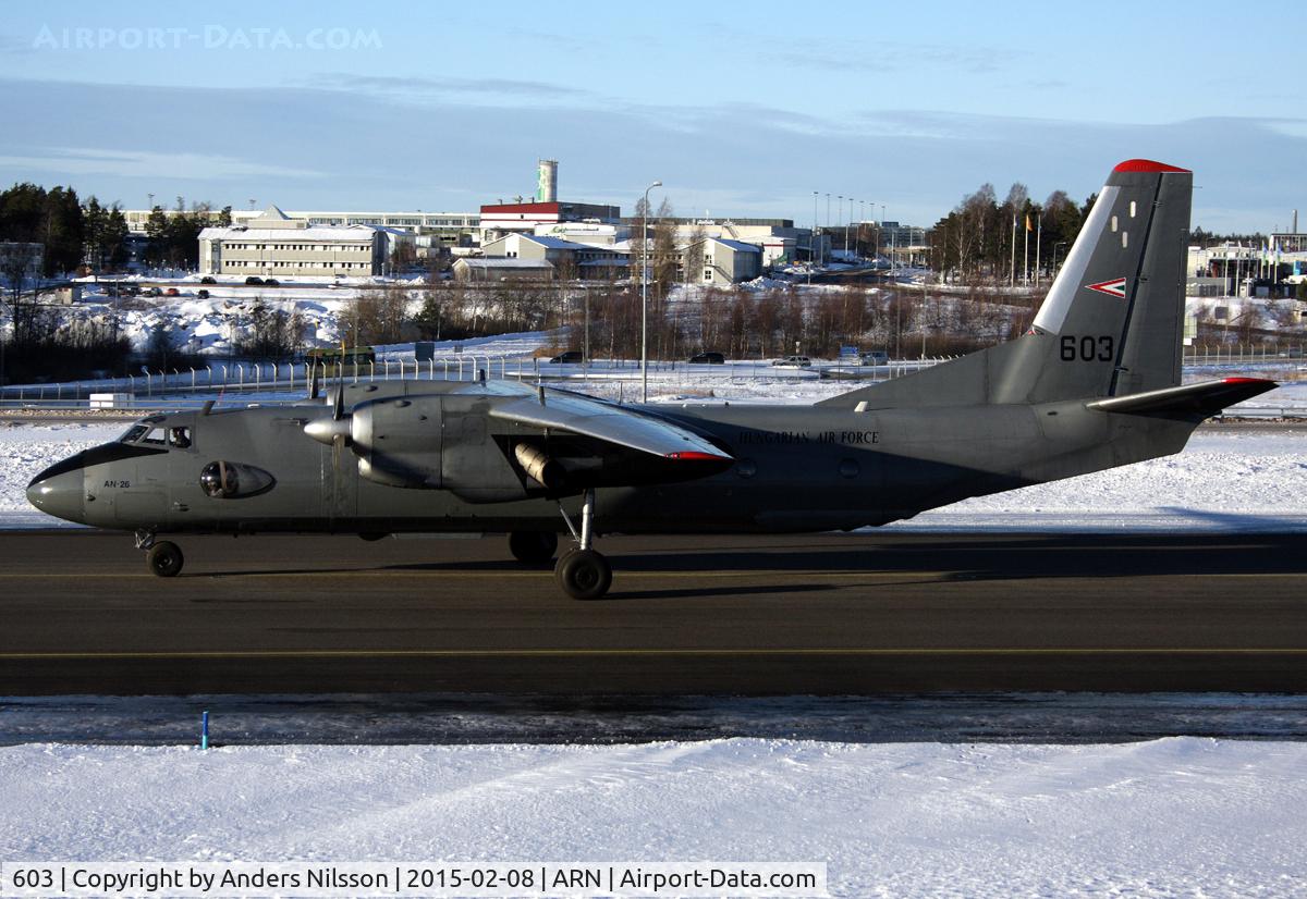603, 1975 Antonov An-26 C/N 3603, Taxiing to ramp S.