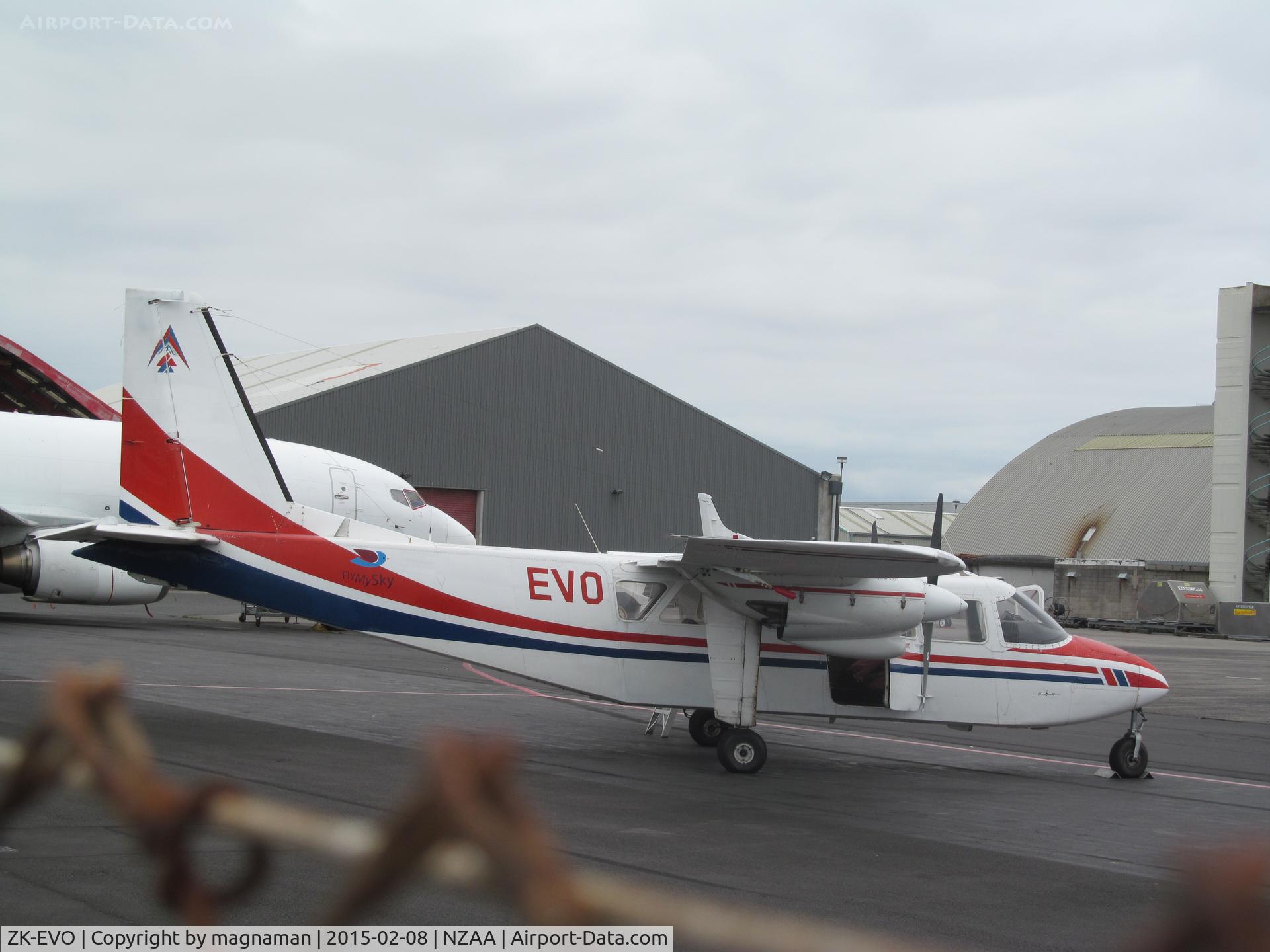 ZK-EVO, 1976 Britten-Norman BN-2A-26 Islander C/N 785, now wearing small fly my sky titles