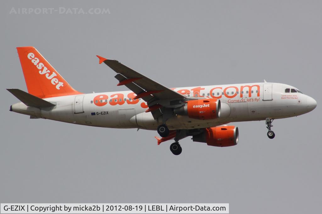 G-EZIX, 2005 Airbus A319-111 C/N 2605, Landing. 