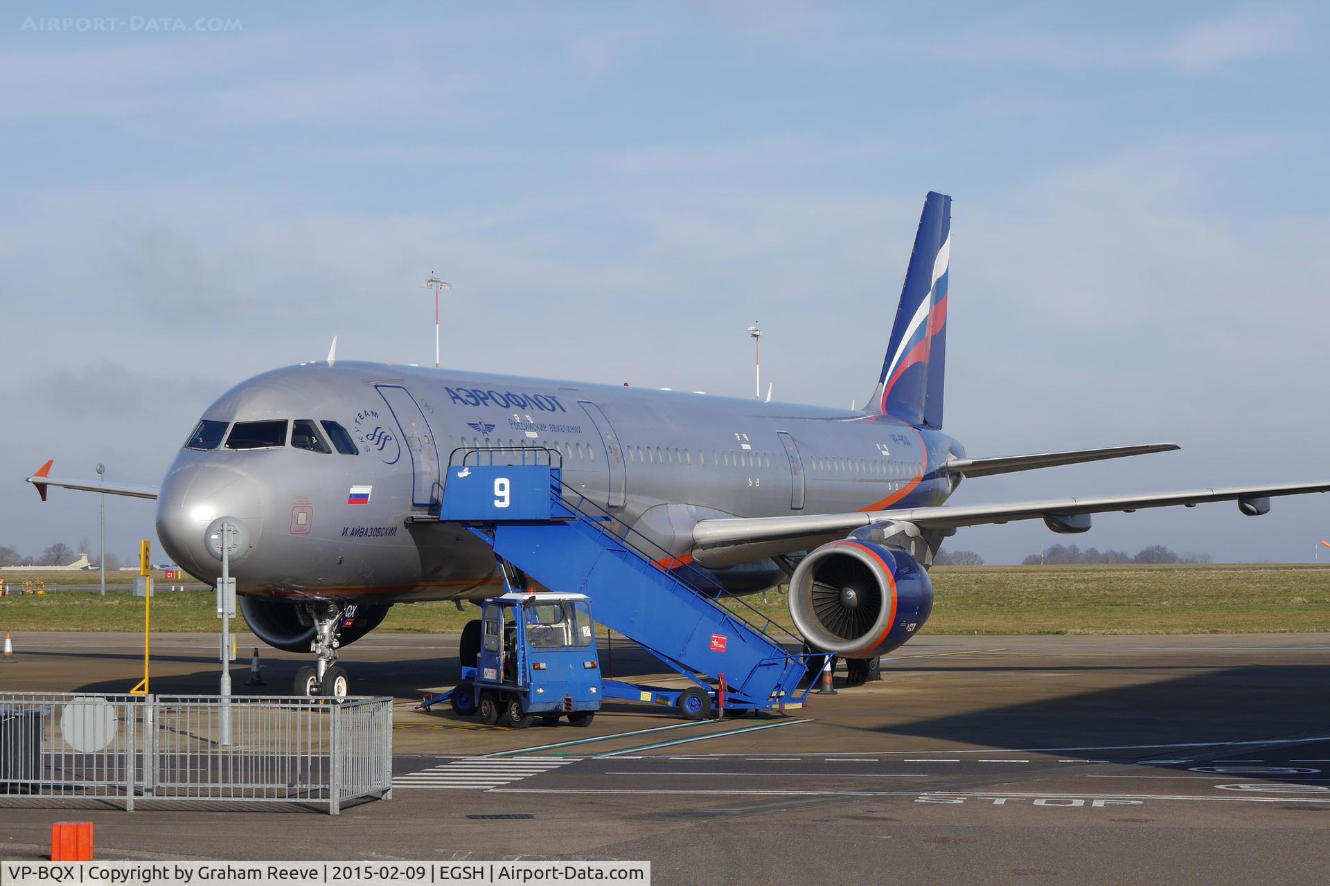 VP-BQX, 2006 Airbus A321-211 C/N 2957, Aeroflot A321, parked at Norwich.