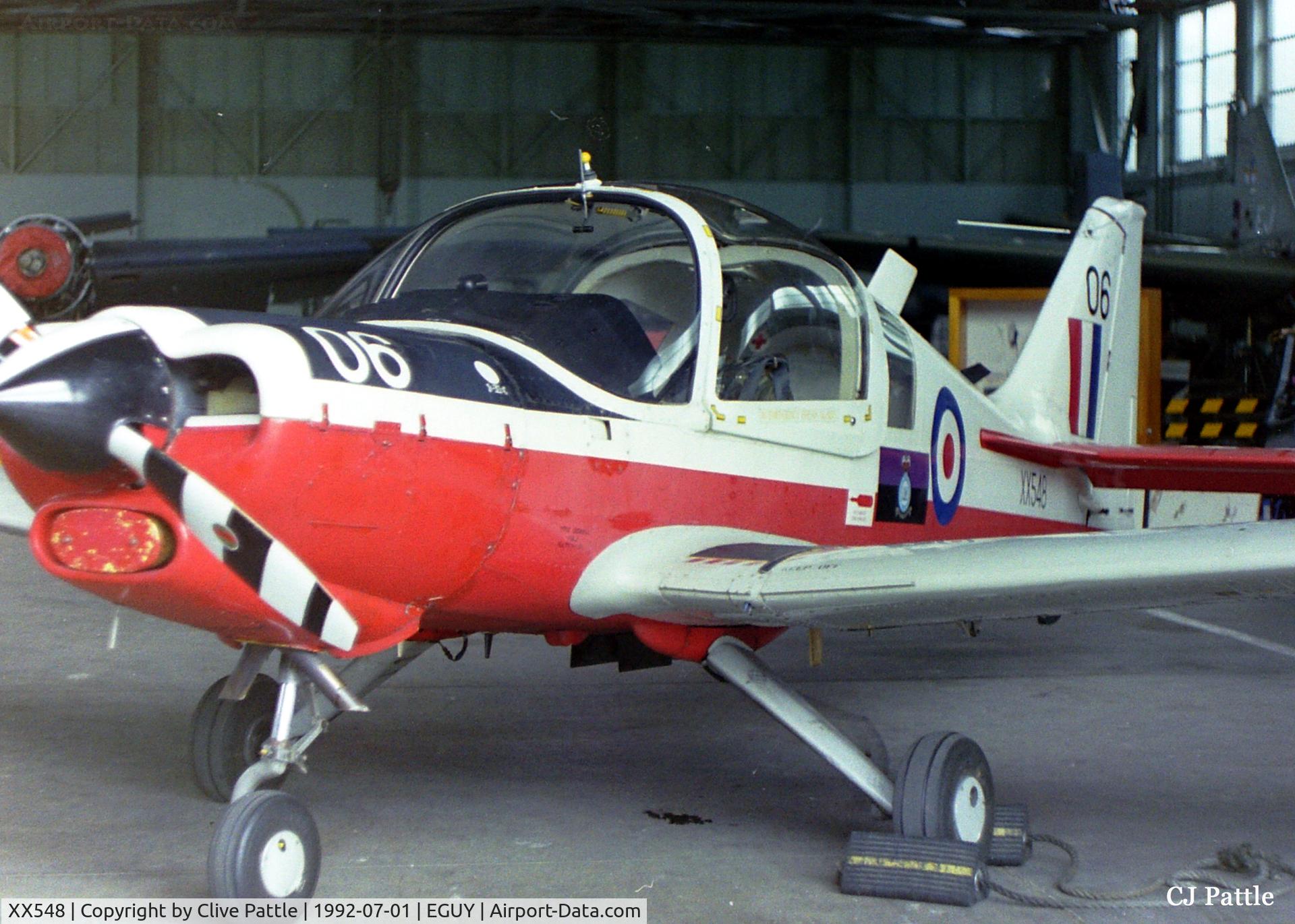 XX548, 1973 Scottish Aviation Bulldog T.I C/N BH.120/241, Pictured visiting RAF Wyton in July 1992