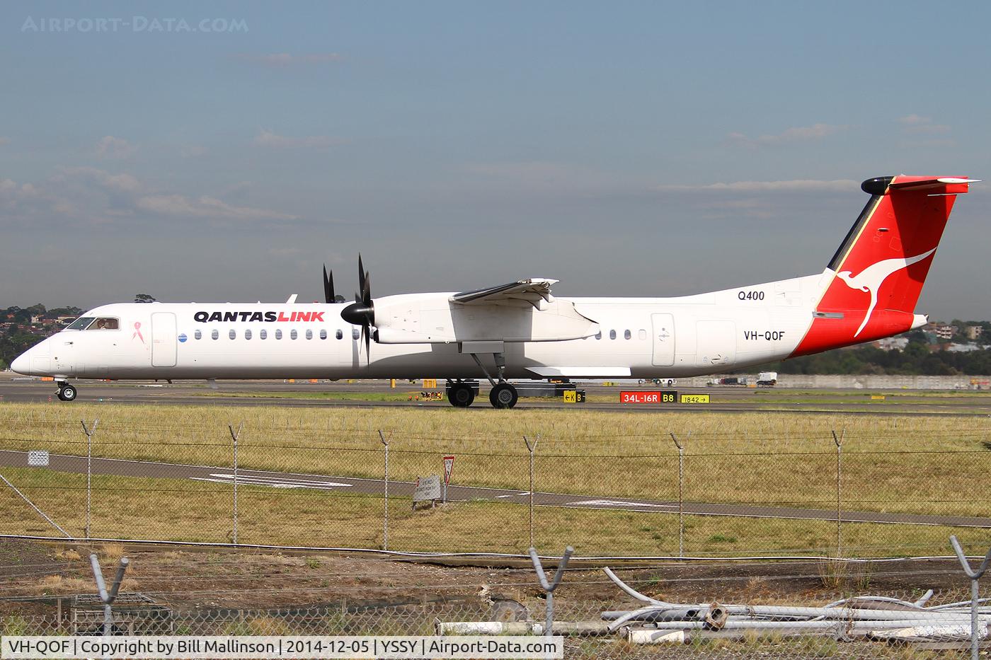 VH-QOF, 2006 De Havilland Canada DHC-8-402Q Dash 8 C/N 4128, taxiing to 34R