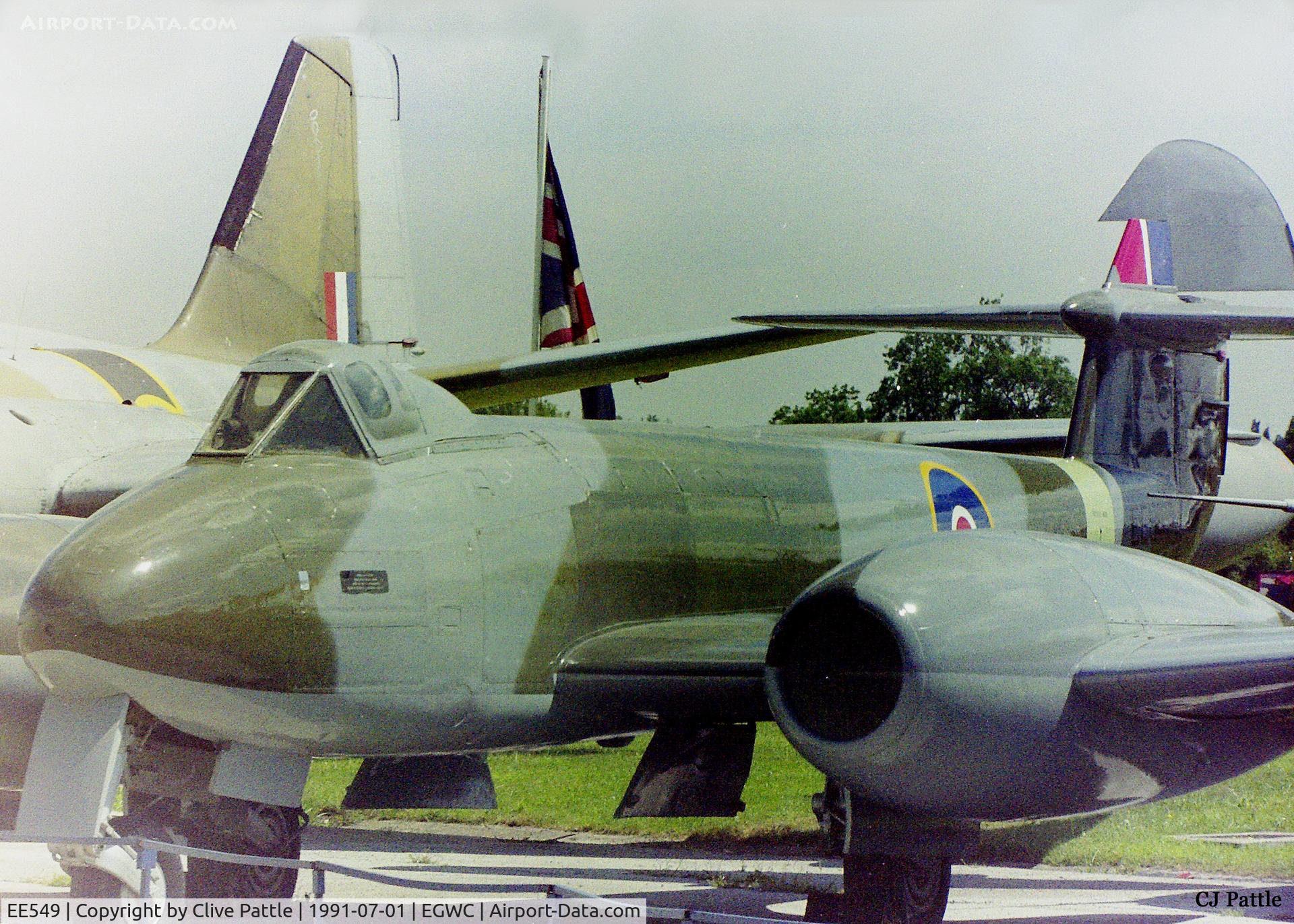 EE549, 1946 Gloster Meteor F.4 C/N Not found EE549, Shot in 1991 when the aircraft was on external display at the RAF Museum at Cosford, prior to its long term loan to the Tangmere museum