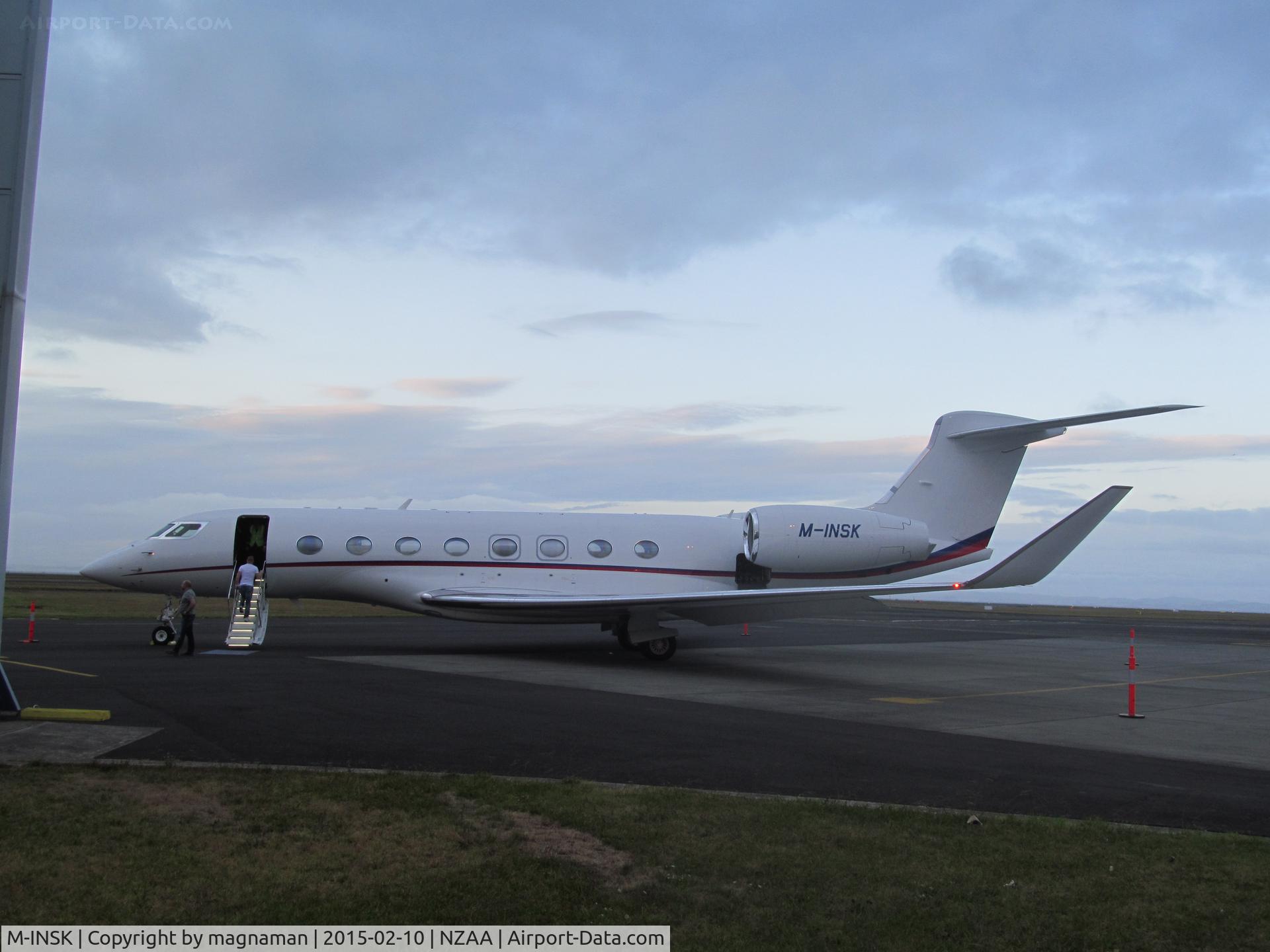 M-INSK, 2014 Gulfstream Aerospace G650 (G-VI) C/N 6096, on of three M- biz at AKL today