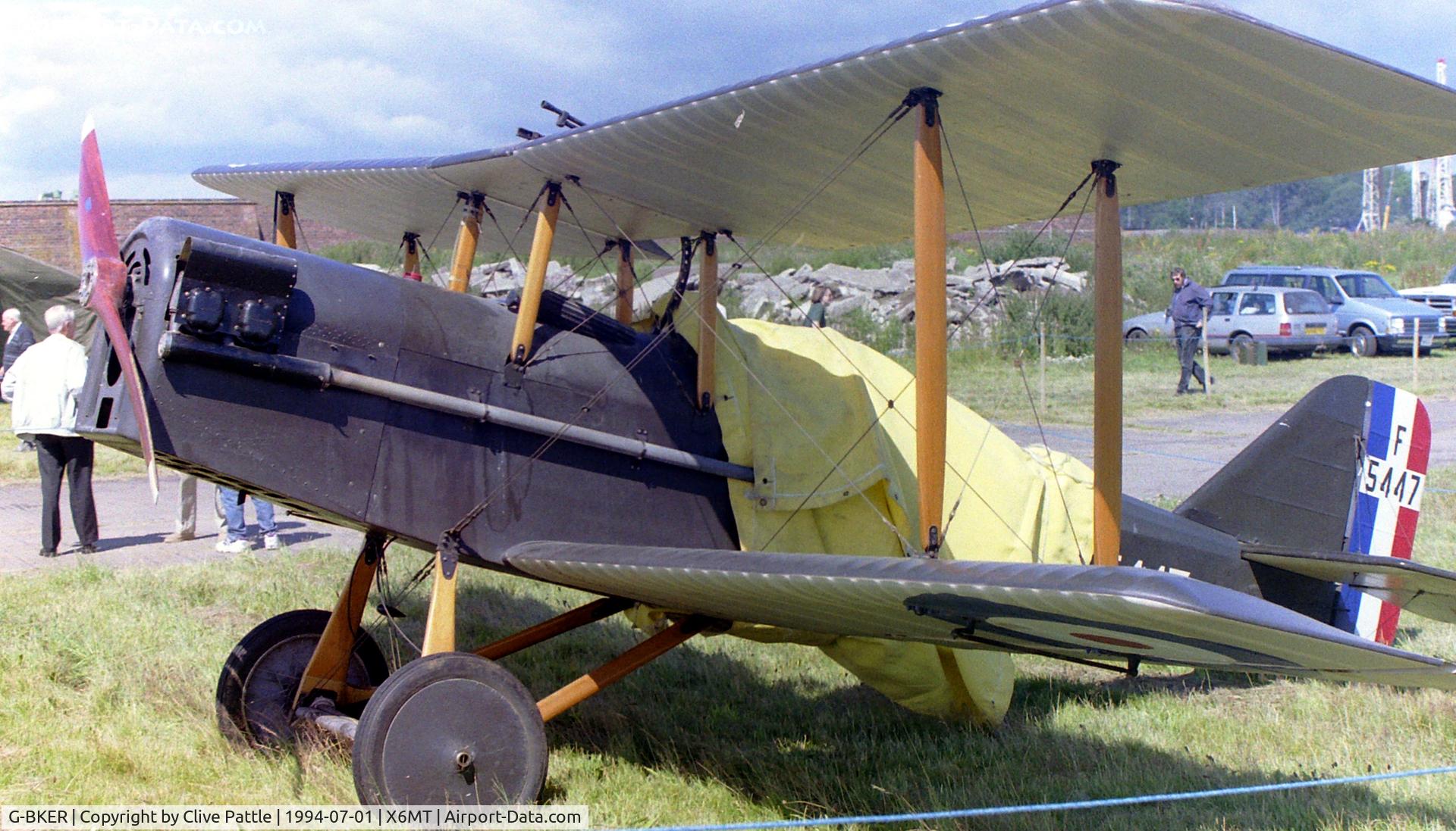 G-BKER, 1987 Royal Aircraft Factory SE-5A Replica C/N PFA 020-10641, Pictured at the (disused) Montrose airfield, Scotland for a 'Wings and Wheels' event in the early 1990's