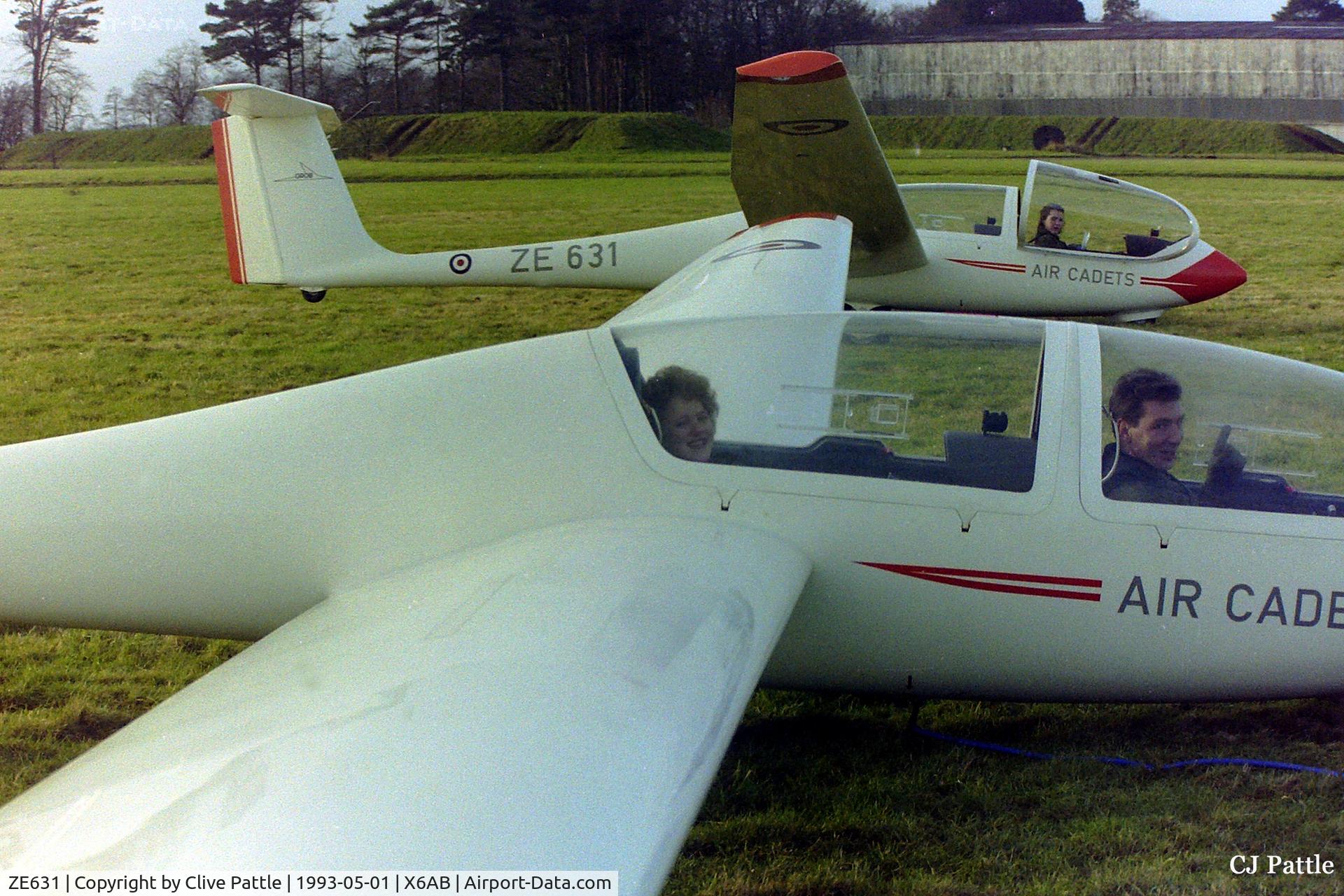 ZE631, Grob G-103 Viking TX1 C/N 33978-K-211, ZE631 awaiting launch with a fellow Viking TX1 from 662 VGS at RM Condor, Arbroath, Scotland in 1993.