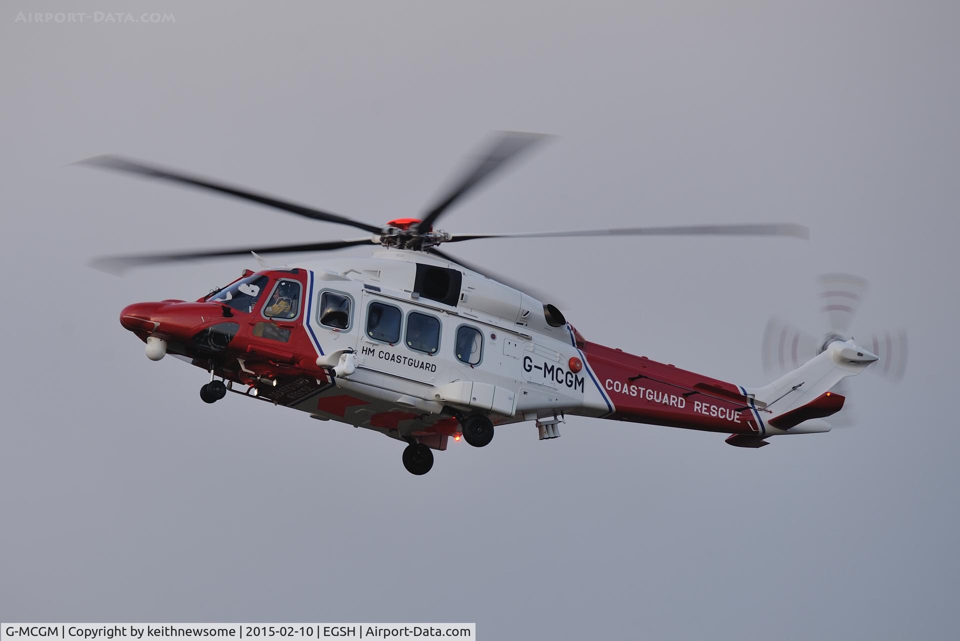 G-MCGM, 2014 AgustaWestland AW189 C/N 89001, Landing onto runway 27.