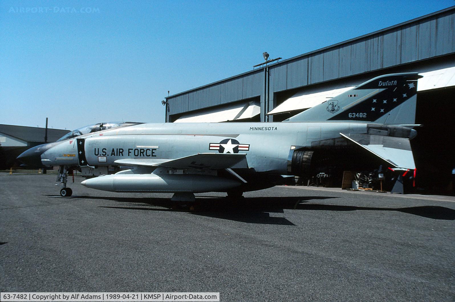 63-7482, 1963 McDonnell F-4D Phantom II C/N 476, Shown at the Minnesota Air Guard Museum in 1989.