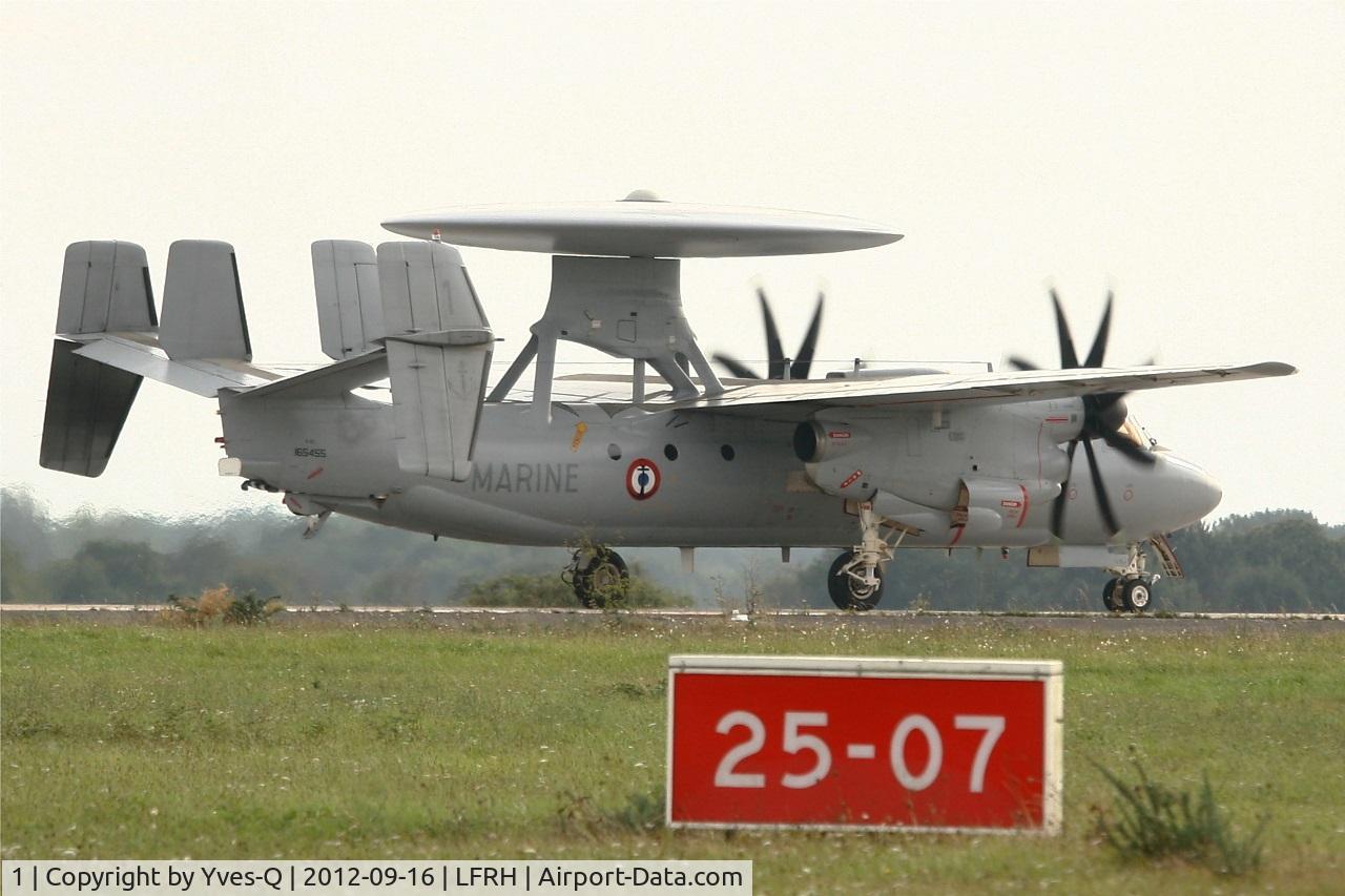 1, Grumman E-2C Hawkeye C/N FR-1, French Navy Northrop-Grumman E-2C Hawkeye, Landing Rwy 25, Lann Bihoué Naval Air Base (LFRH - LRT) Open day 2012