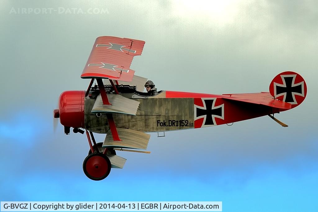 G-BVGZ, 1994 Fokker Dr.1 Triplane Replica C/N PFA 238-12654, Out for an airing