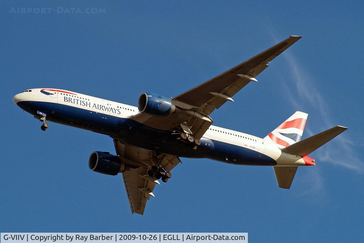 G-VIIV, 1999 Boeing 777-236 C/N 29964, Boeing 777-236ER [29964] (British Airways) Home~G 26/10/2009. On approach 27R.