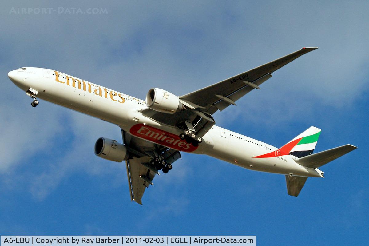 A6-EBU, 2006 Boeing 777-31H/ER C/N 34484, Boeing 777-31HER [34484] (Emirates Airlines) Home~G 03/02/2011. On approach 27R.