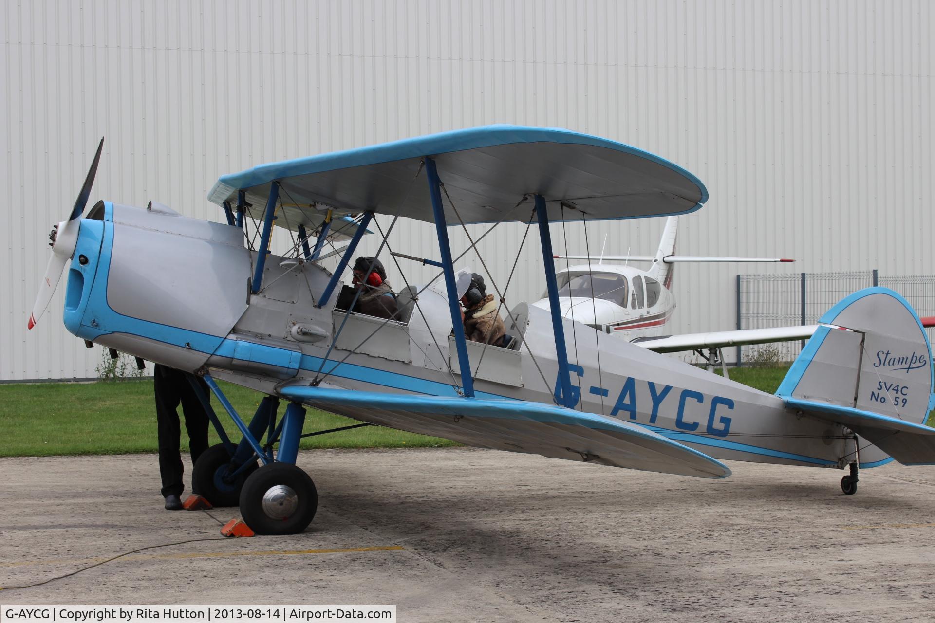 G-AYCG, 1970 Stampe-Vertongen SV-4C C/N 59, Flying at Gloucester Airport