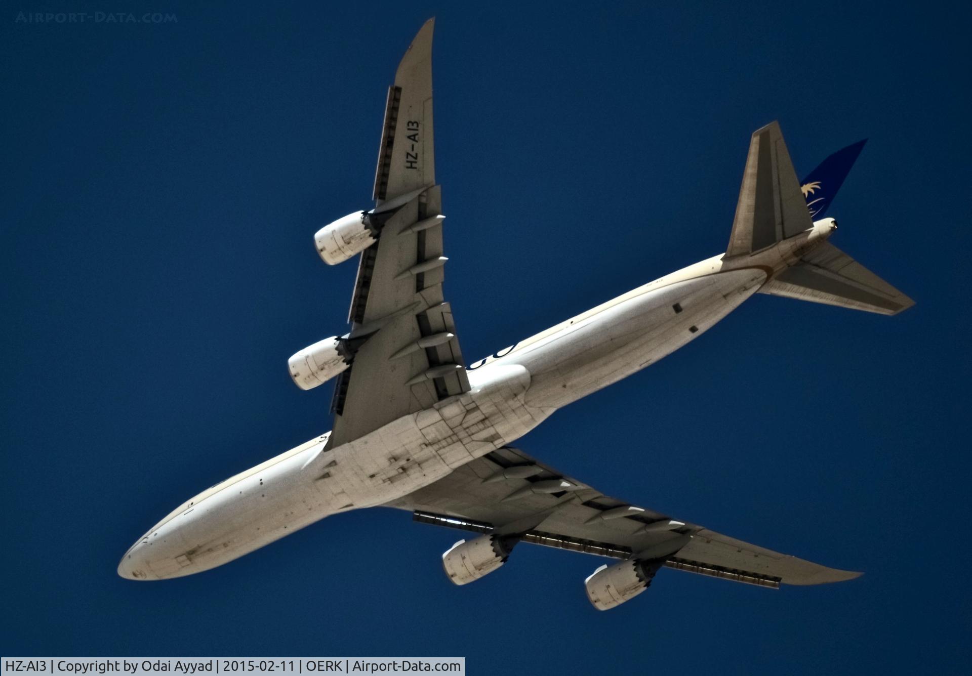 HZ-AI3, 2013 Boeing 747-87UF C/N 37562, Saudi B748 , on base for landing runway 15R in Riyadh King Khaled Airport