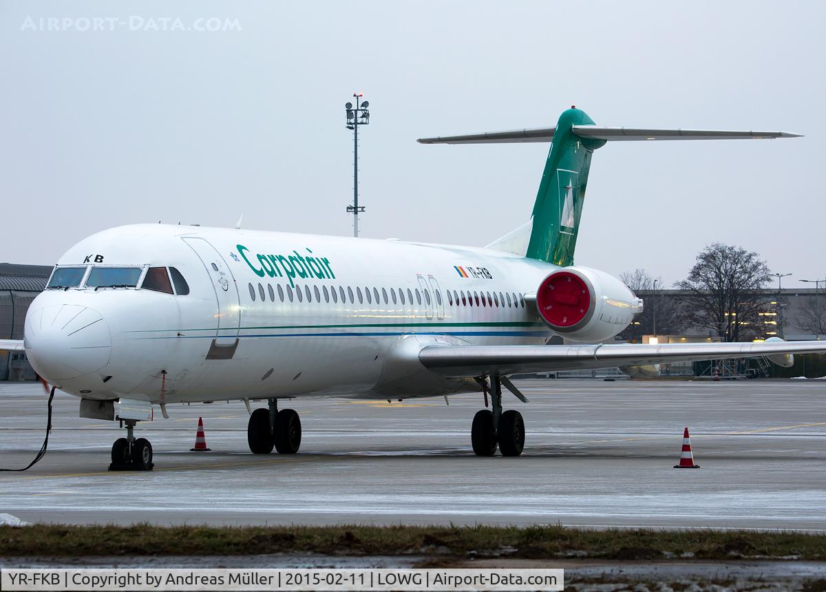 YR-FKB, 1991 Fokker 100 (F-28-0100) C/N 11369, Charter flight from/to Bologna.