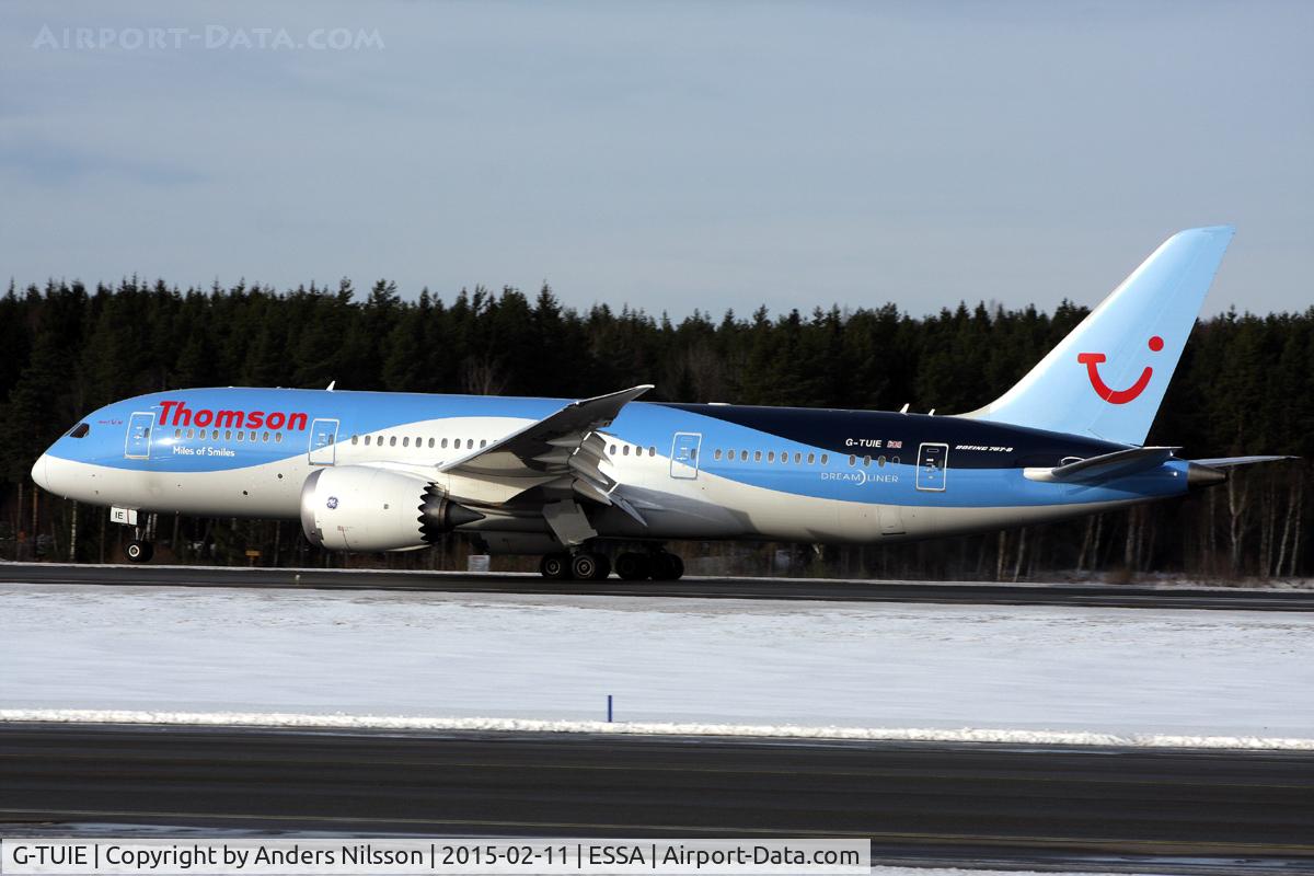 G-TUIE, 2014 Boeing 787-8 Dreamliner C/N 37227, Landing runway 26.