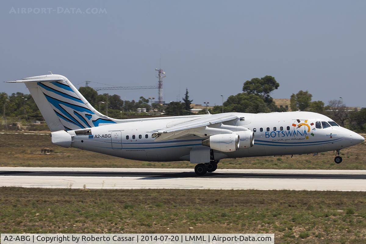 A2-ABG, 1997 British Aerospace Avro 146-RJ85 C/N E2303, Landing runway 13