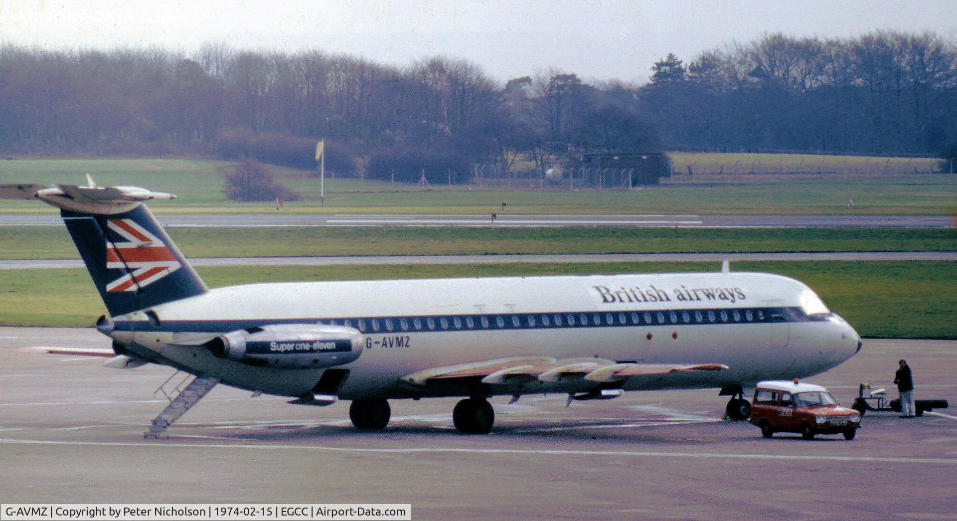 G-AVMZ, 1969 BAC 111-510ED One-Eleven C/N BAC.153, One-Eleven 111-510ED of British Airways as seen at Manchester in February 1974.