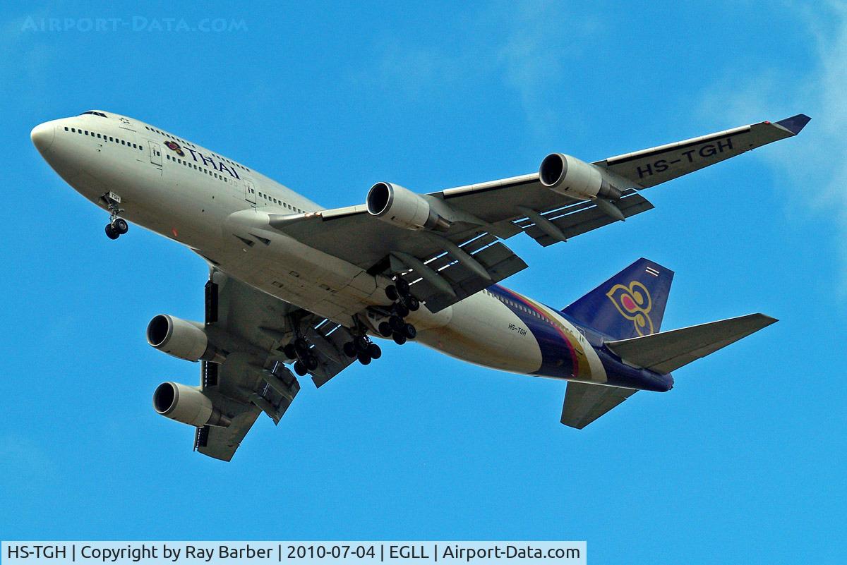 HS-TGH, 1989 Boeing 747-4D7 C/N 24458, Boeing 747-4D7 [24458] (Thai Airways) Home~G 04/07/2010. On approach 27R.