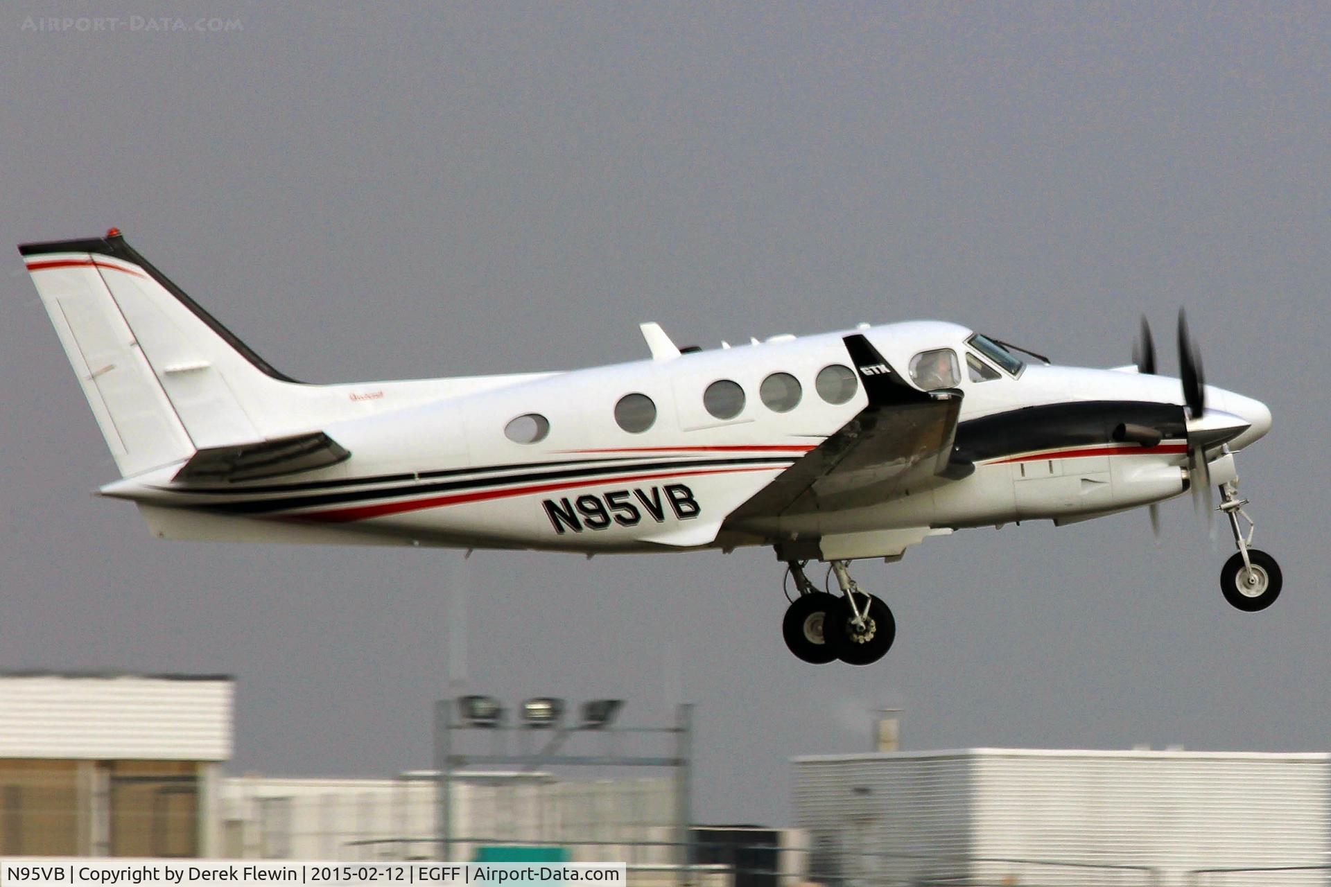 N95VB, 2013 Beechcraft C90GTI King Air C/N LJ-2091, C90GTI, Sleap based, previously N51091, seen departing runway 12 at EGFF, en-route to Sleap.